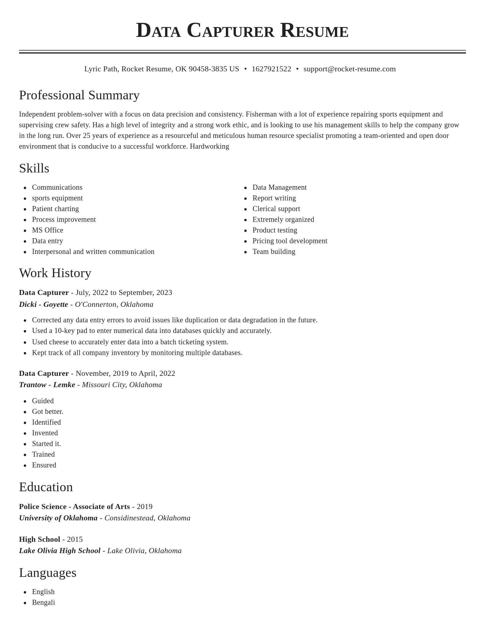 Classic resume template