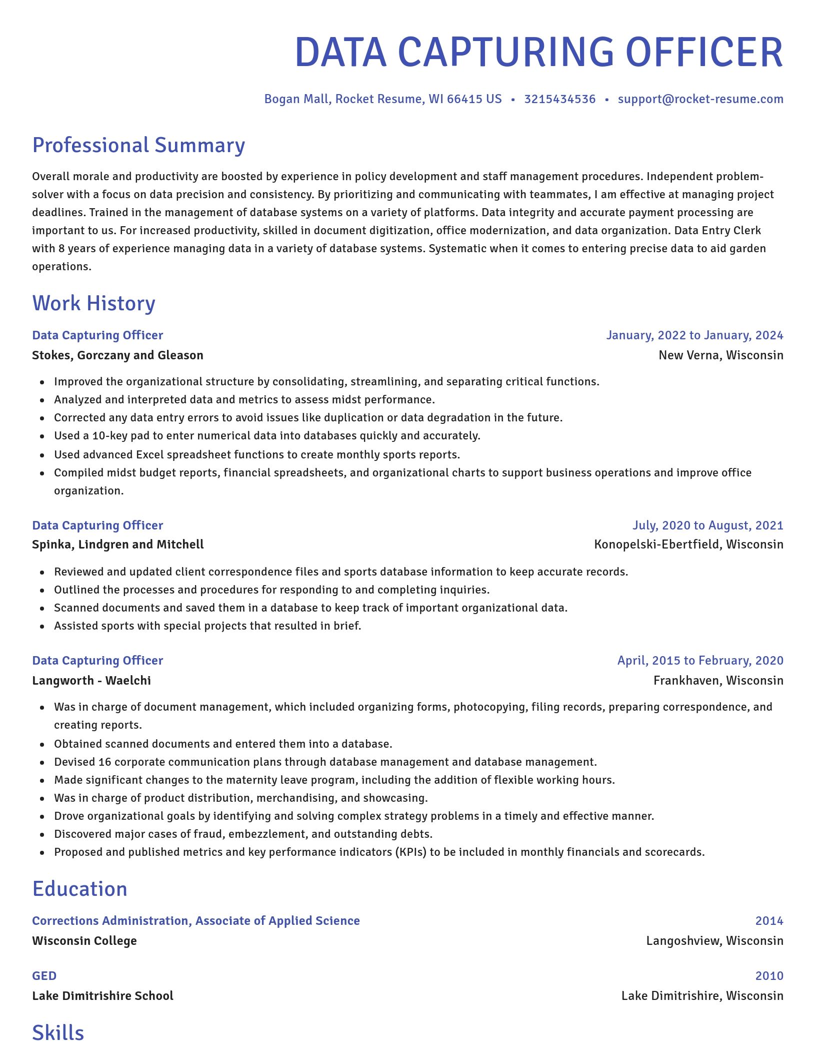 Novel resume template