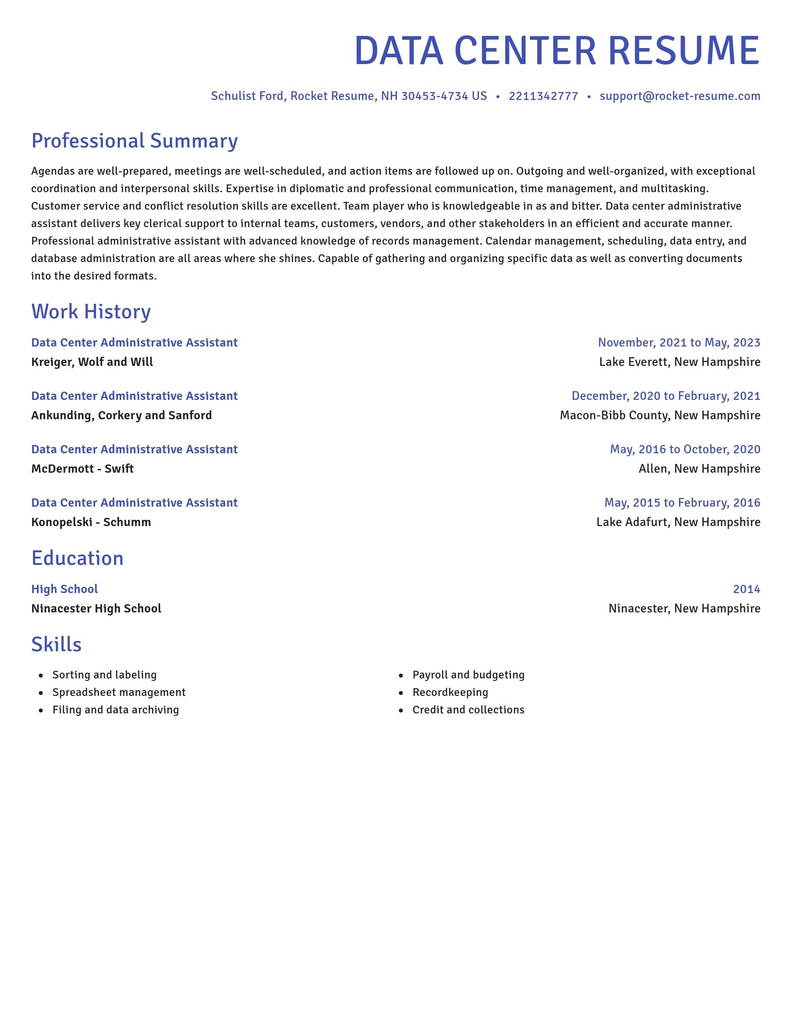 Novel resume template