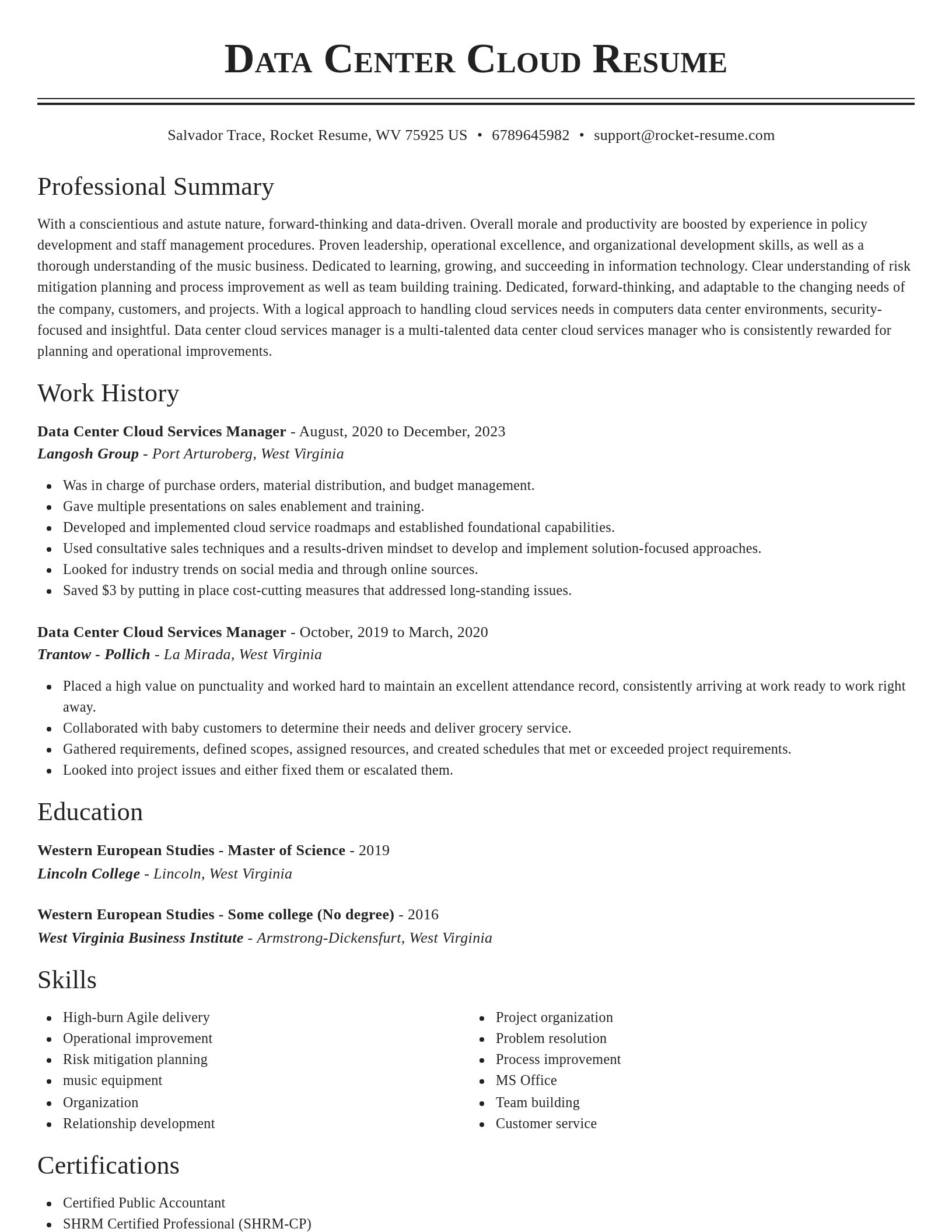 Classic resume template