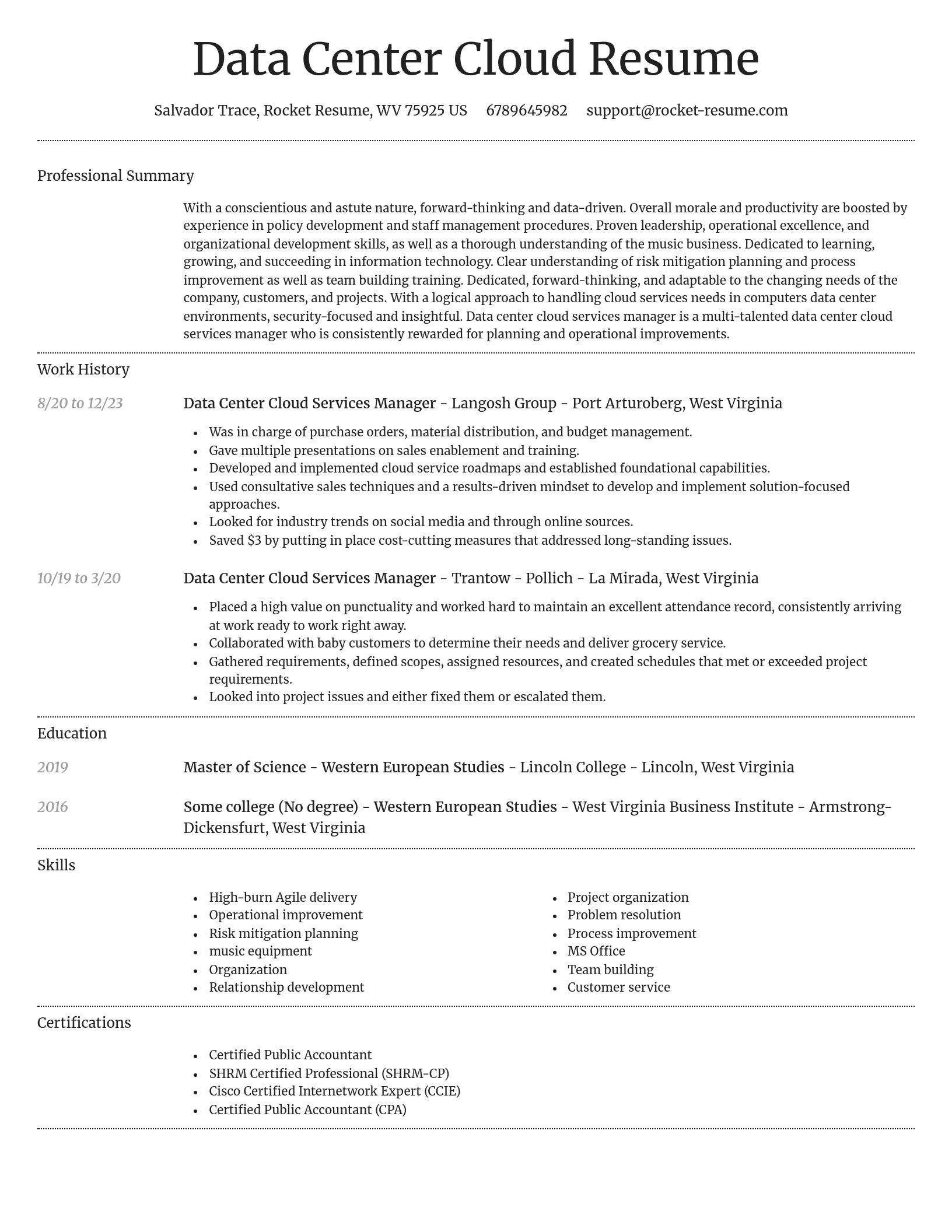 Dignified resume template