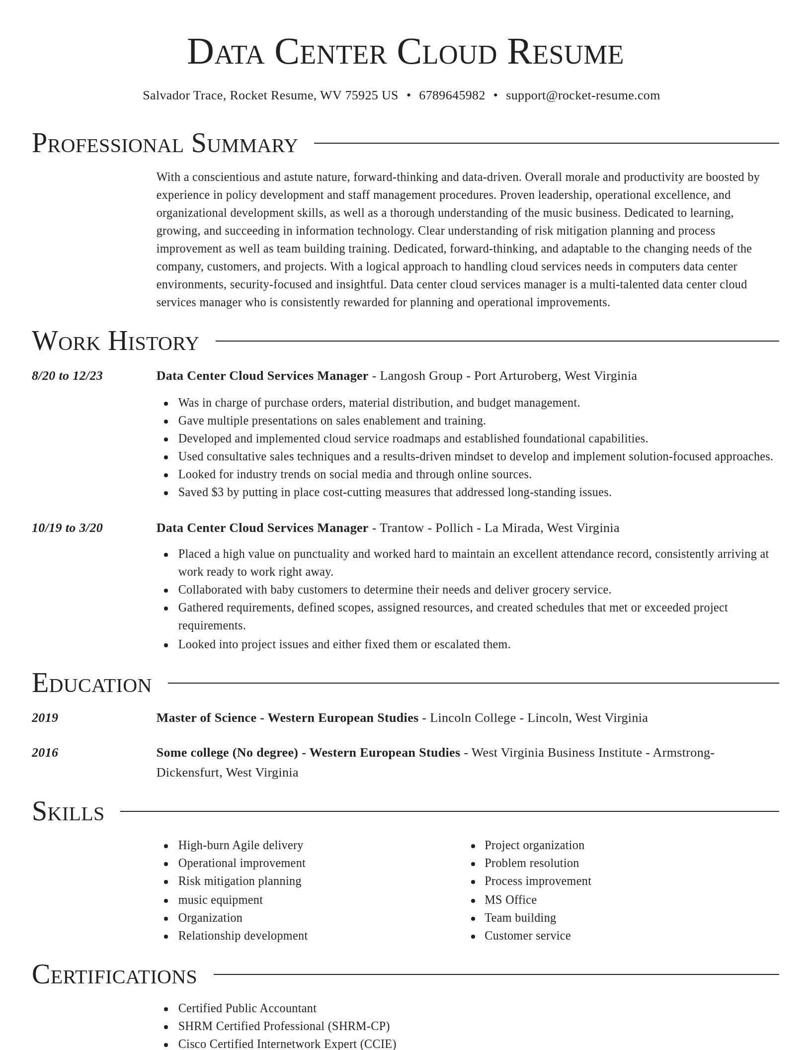 Director resume template