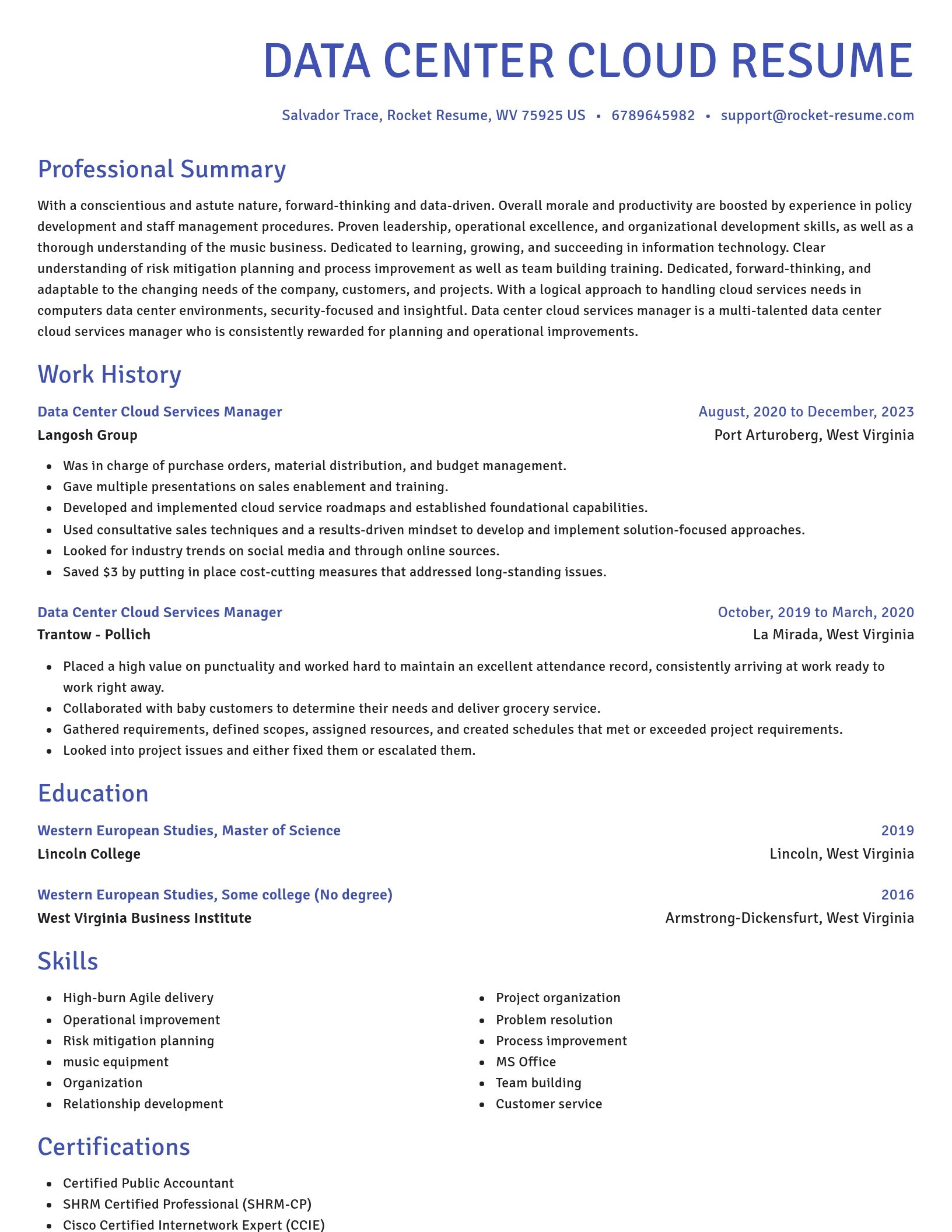 Novel resume template