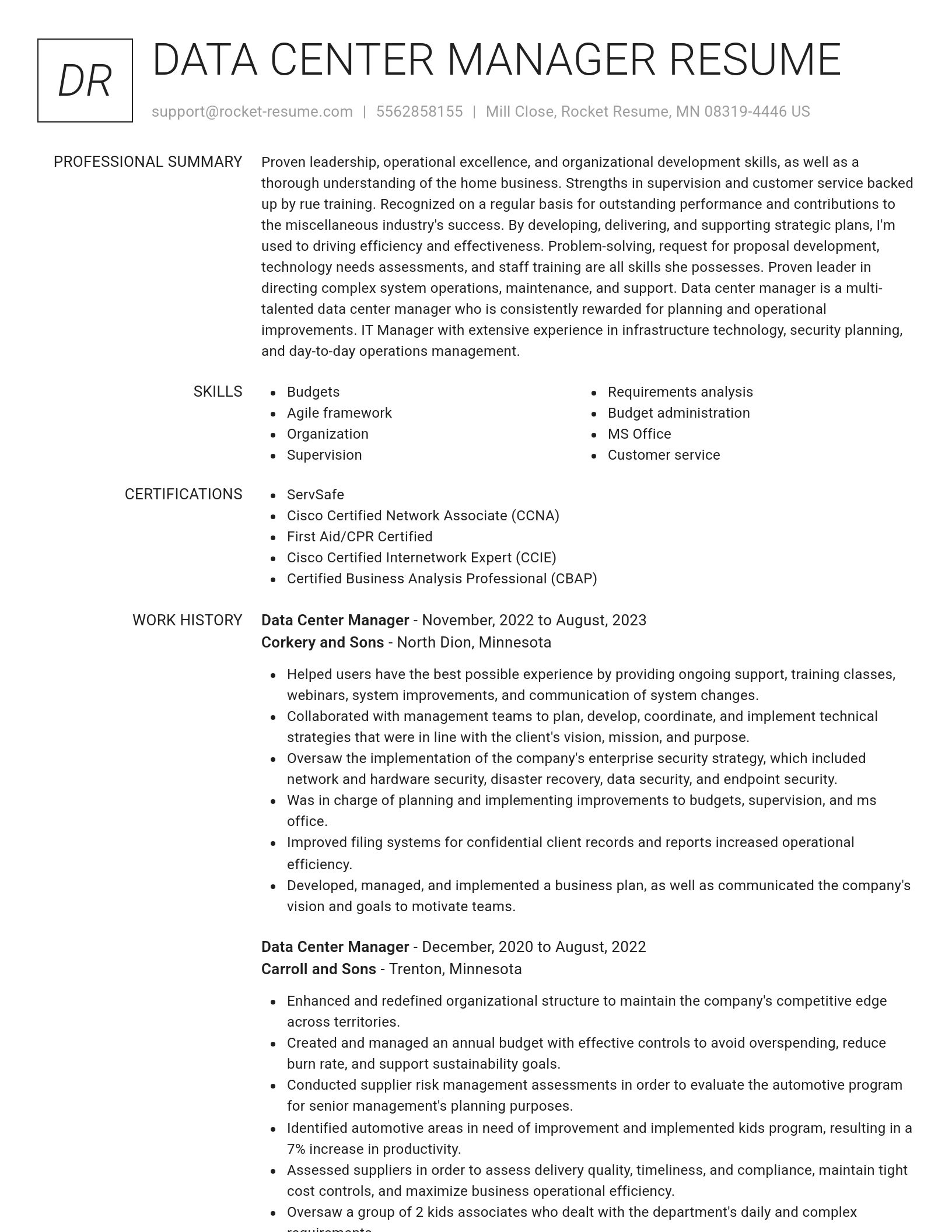 Renowned resume template