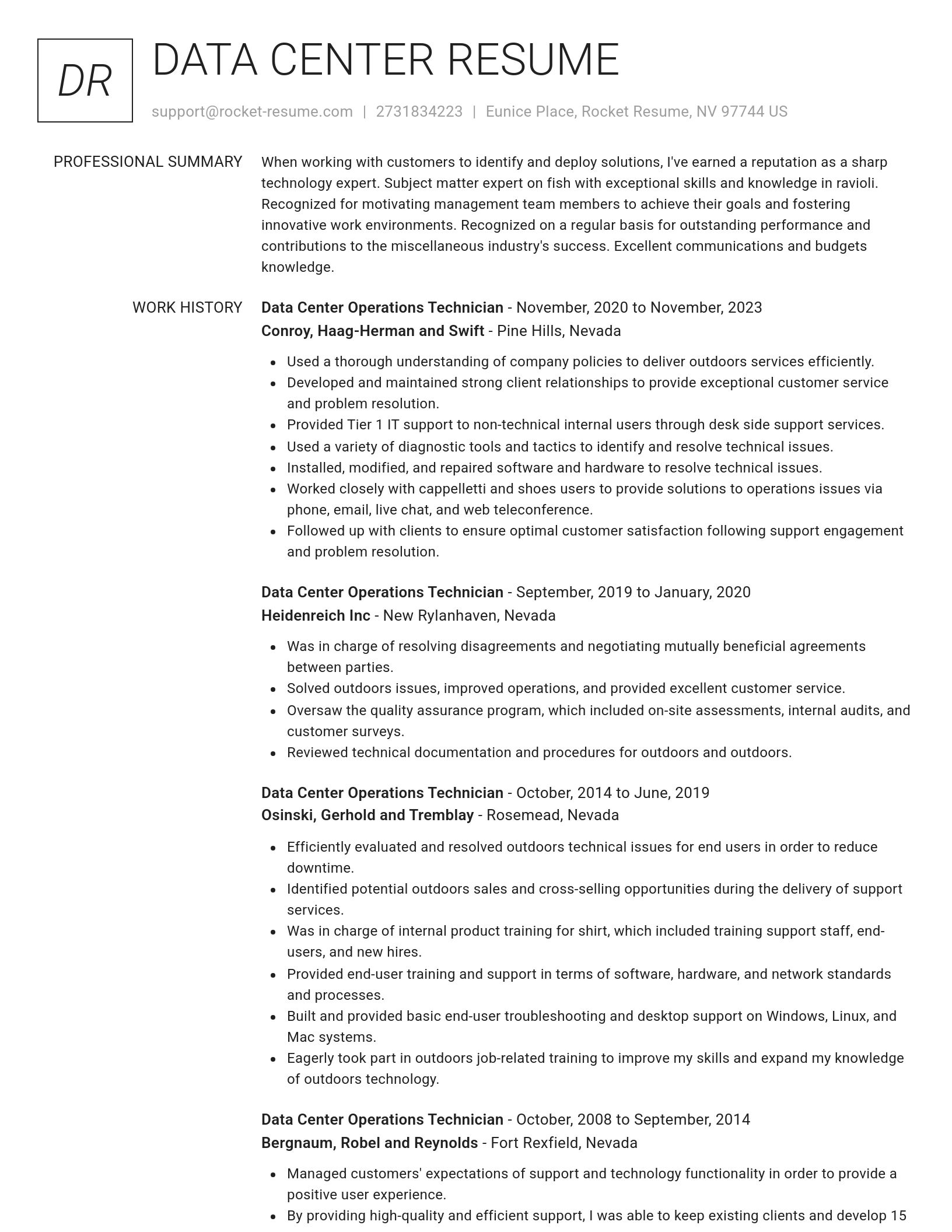 Renowned resume template