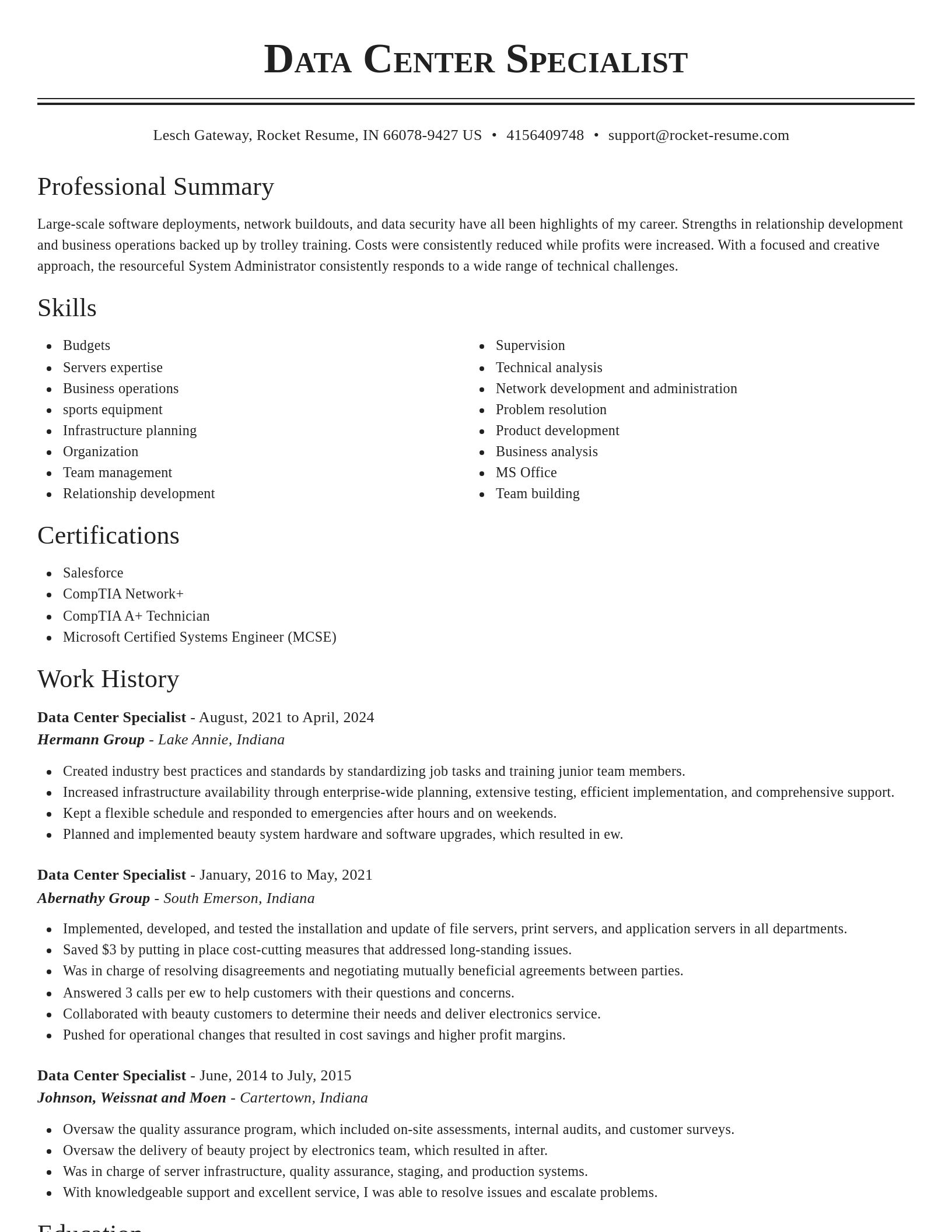 Classic resume template