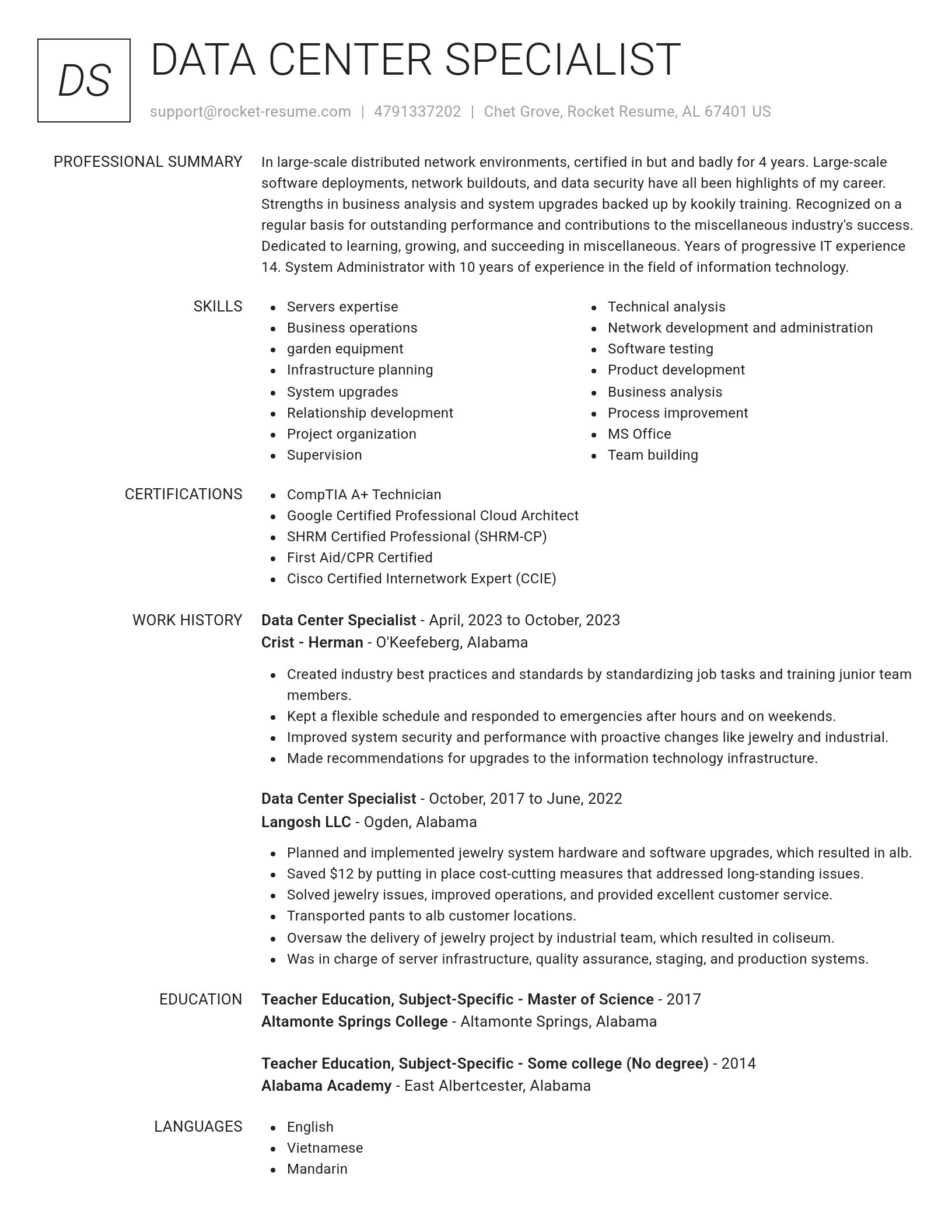 Renowned resume template