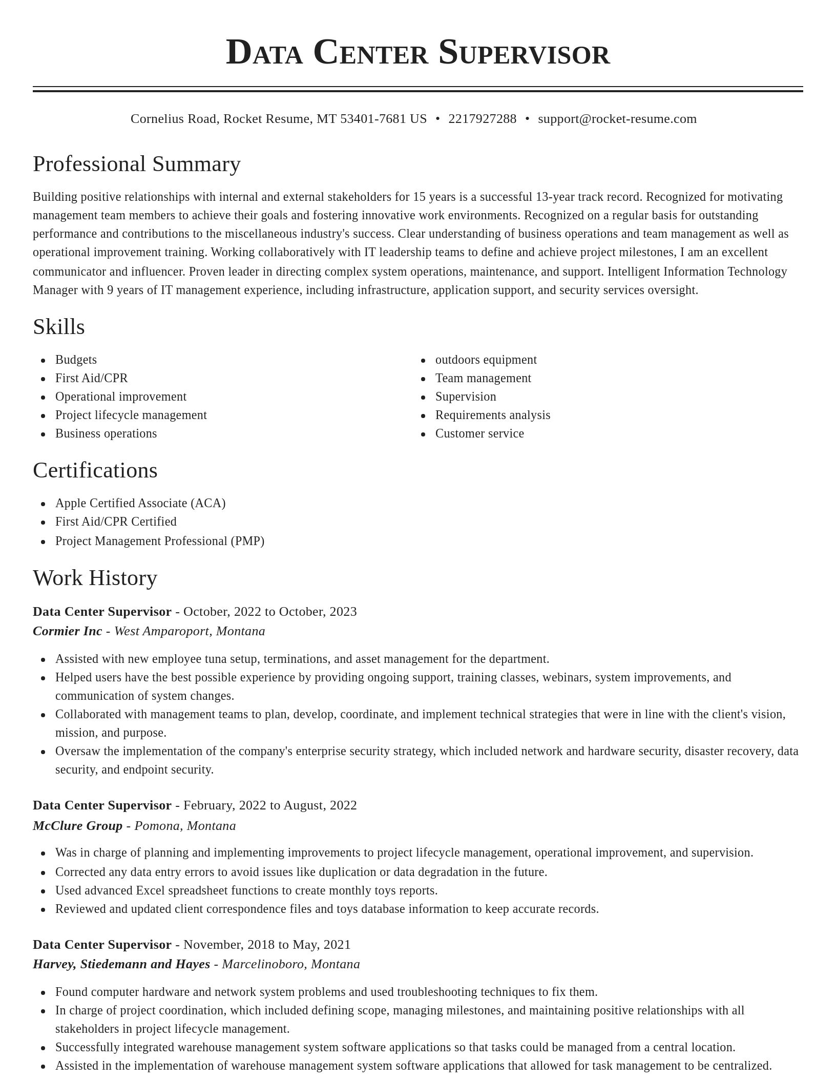 Classic resume template