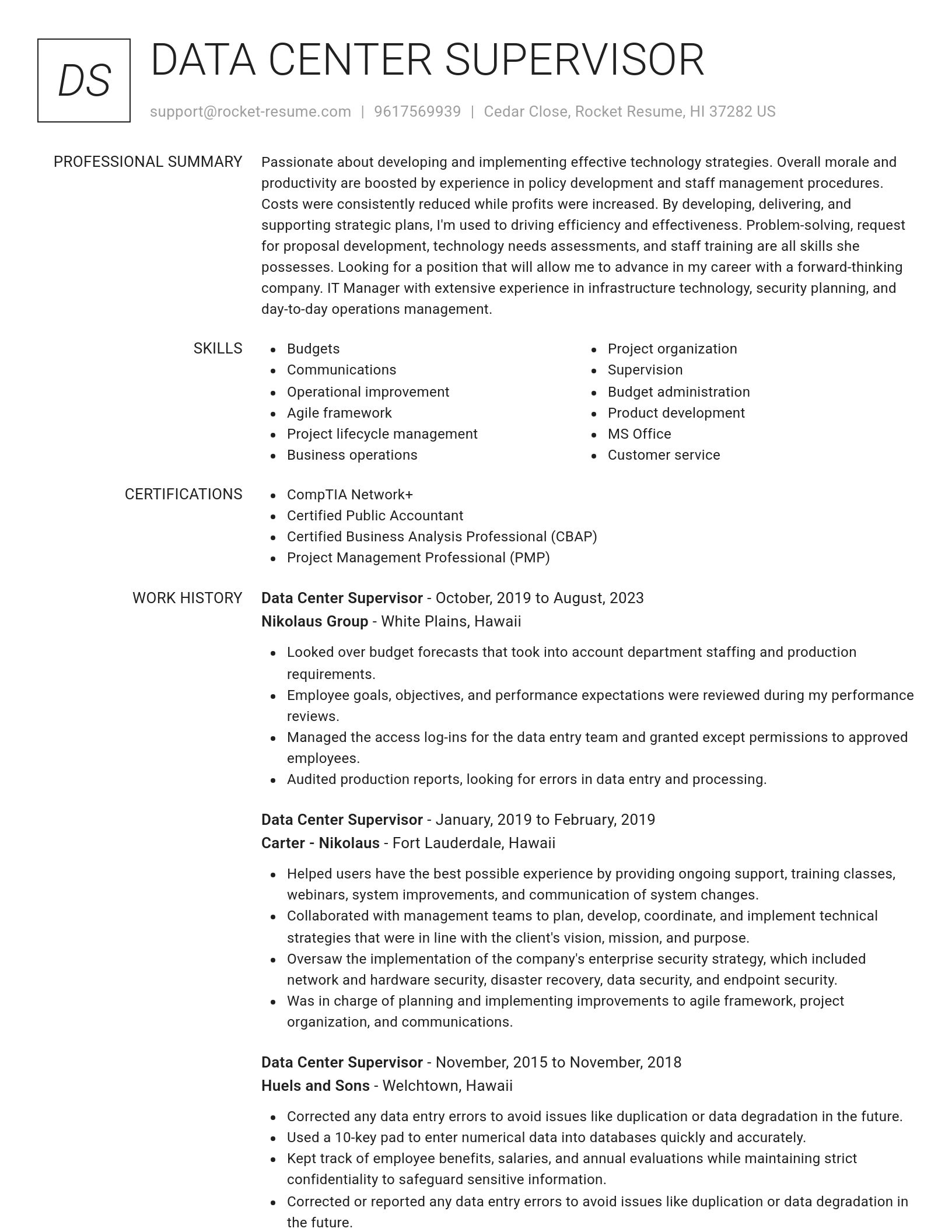Renowned resume template