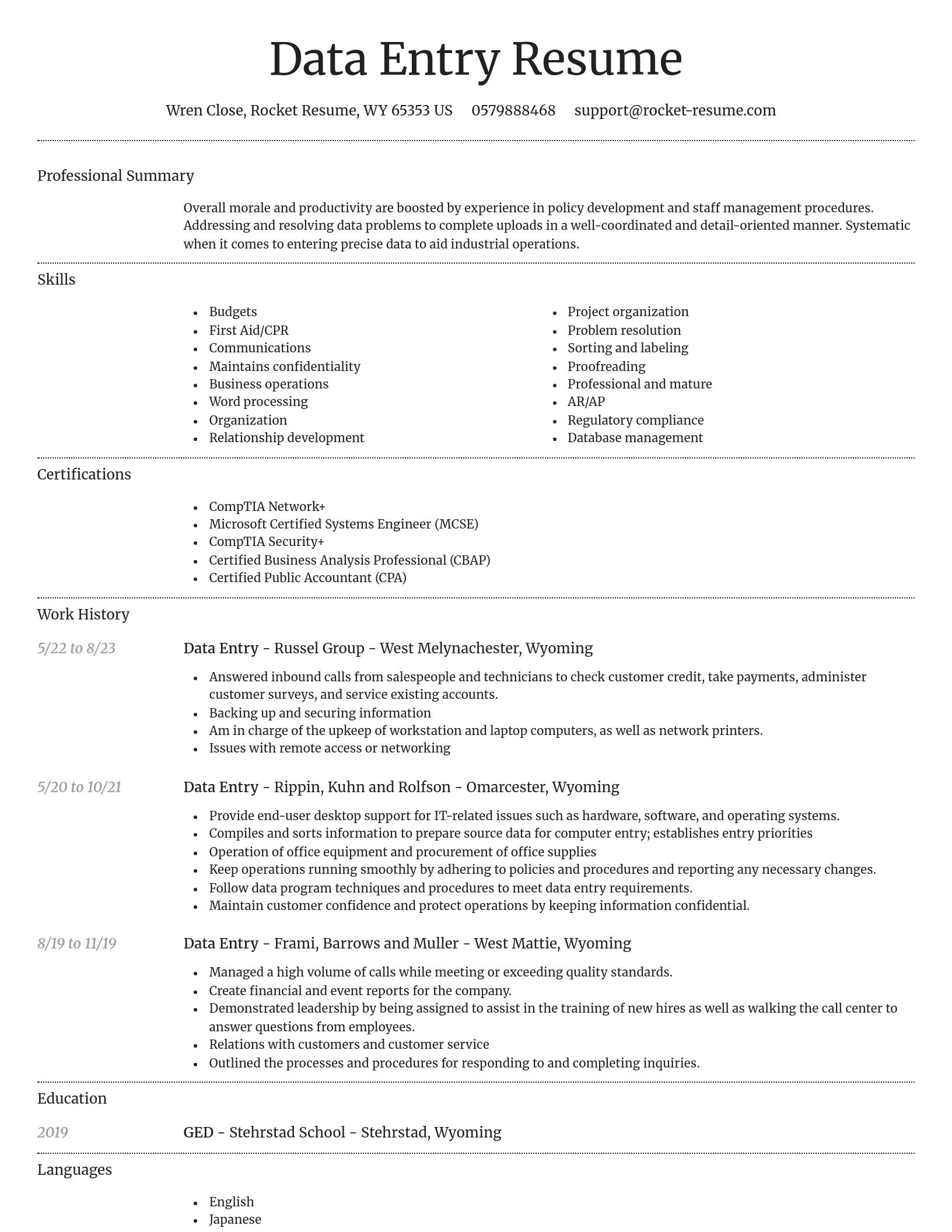 Dignified resume template