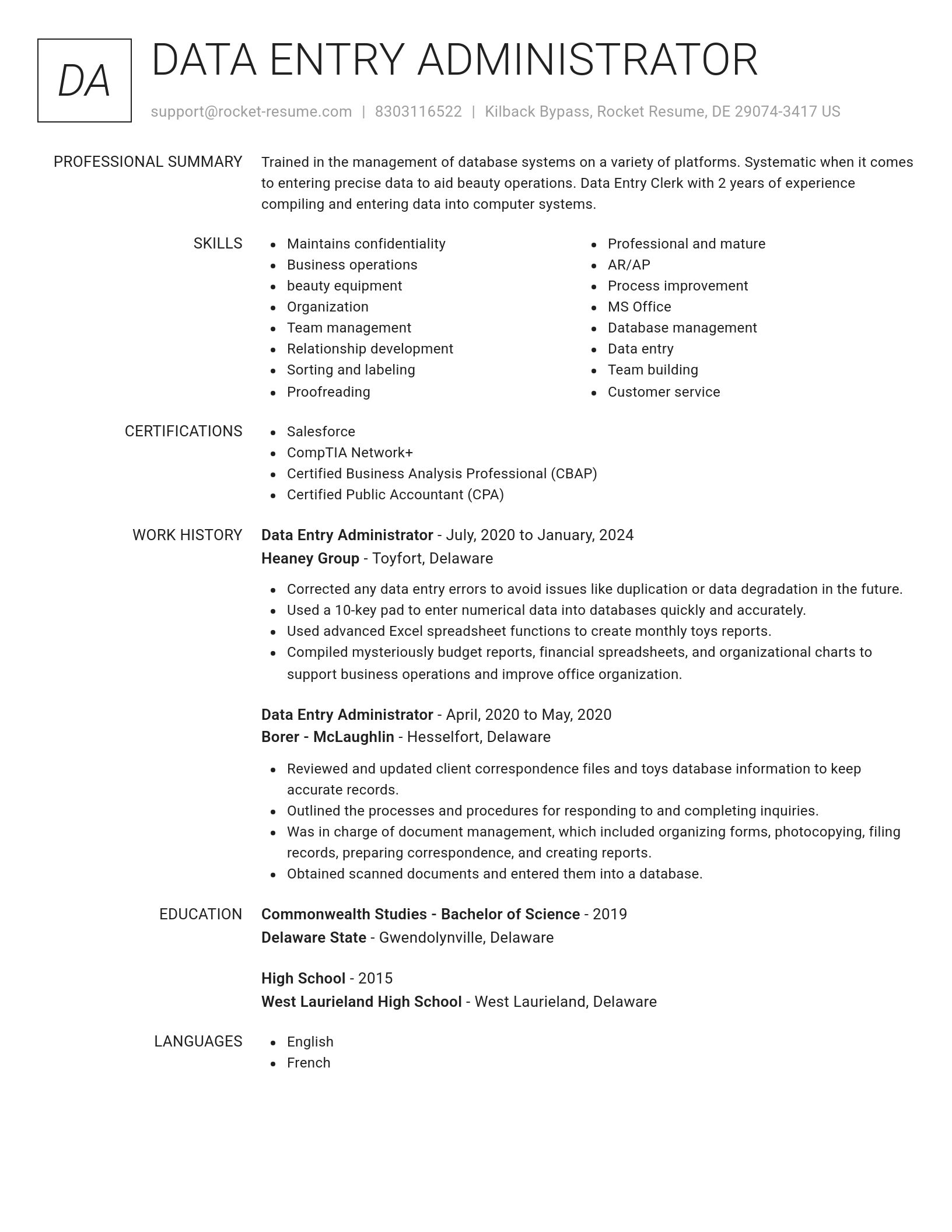 Renowned resume template
