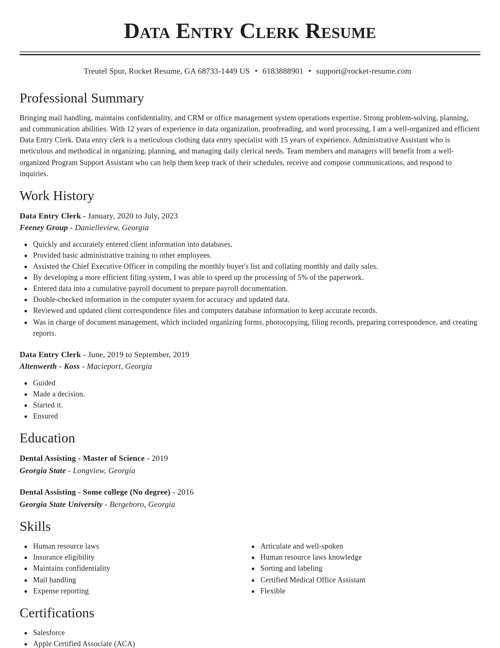 Classic resume template