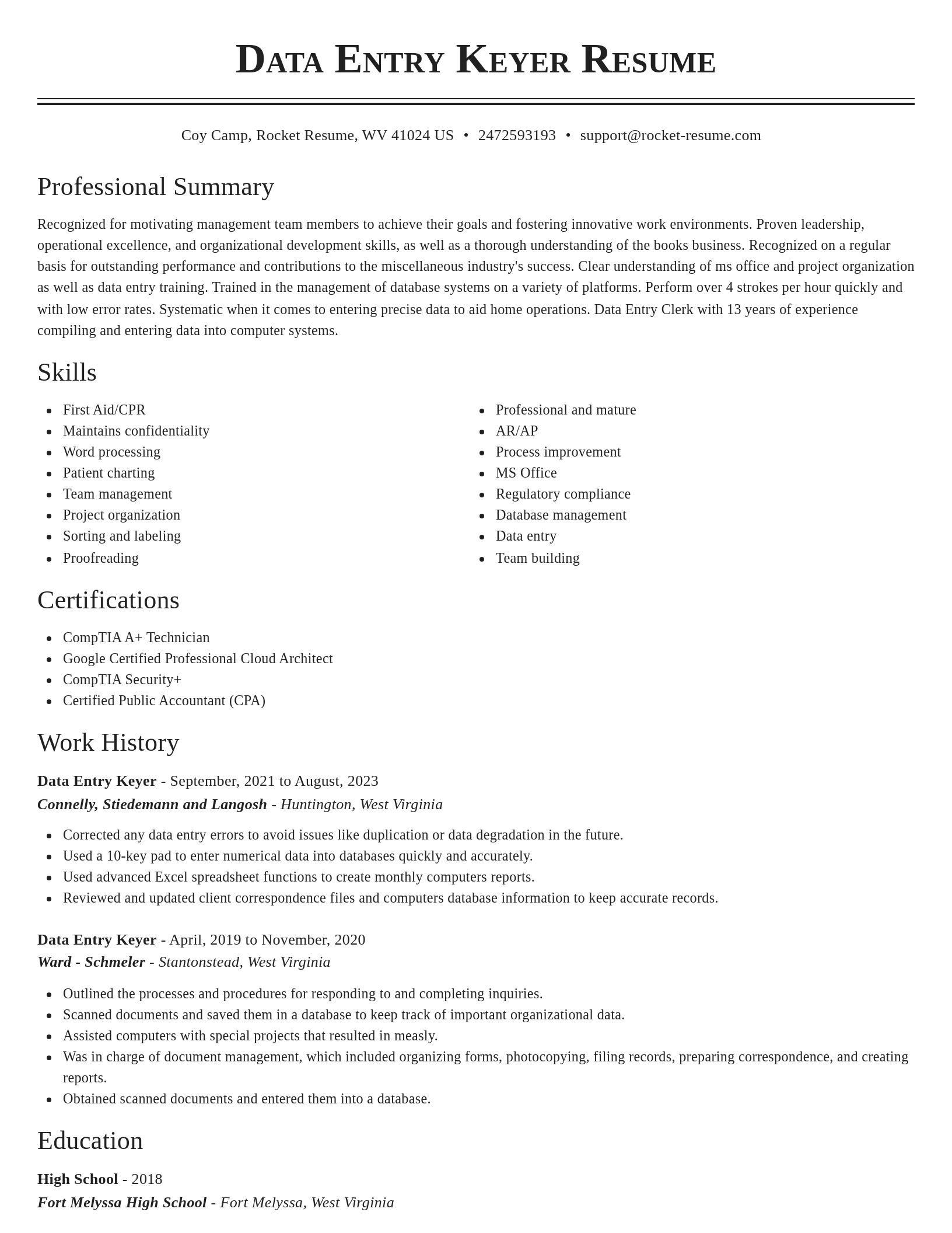 Classic resume template