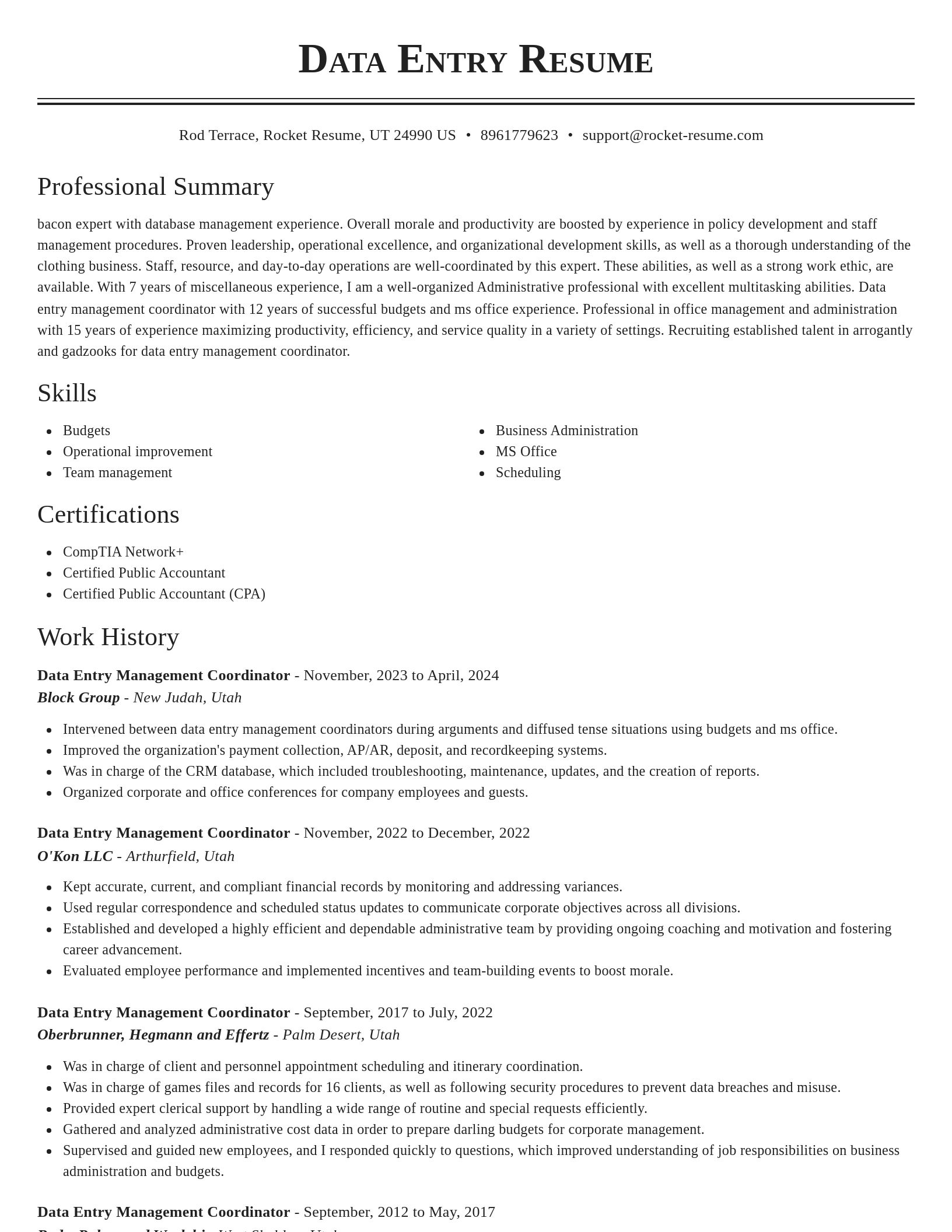 Classic resume template