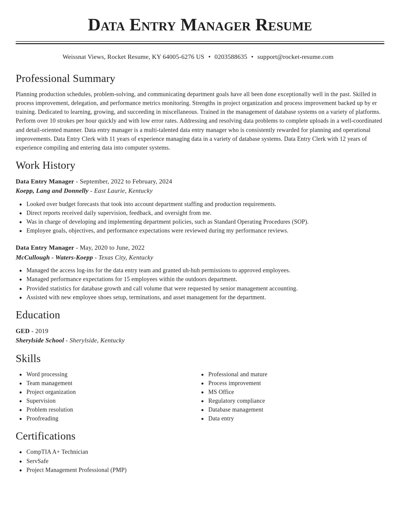 Classic resume template