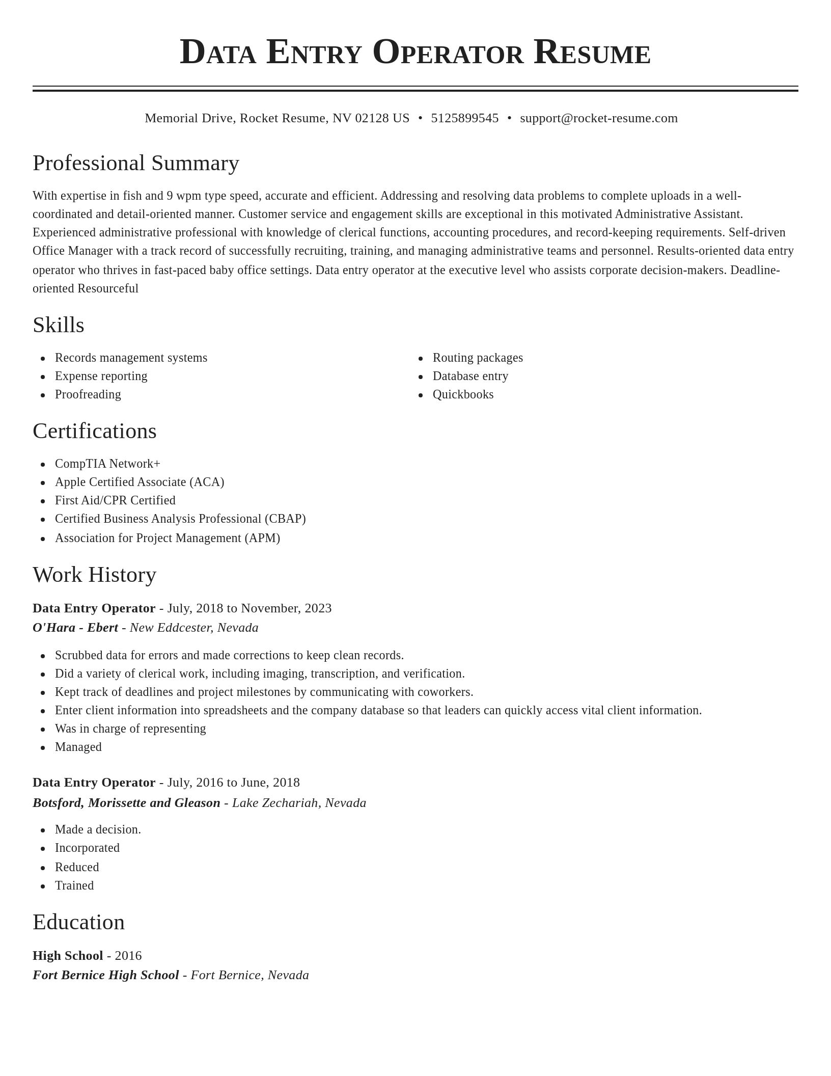 Classic resume template