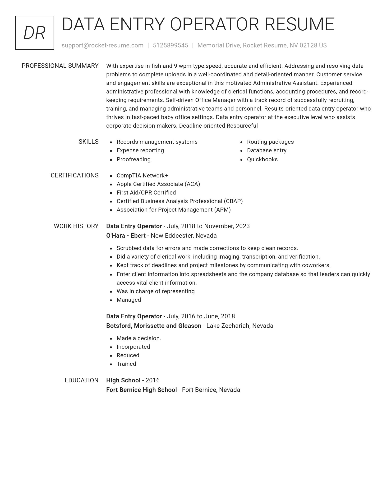 Renowned resume template