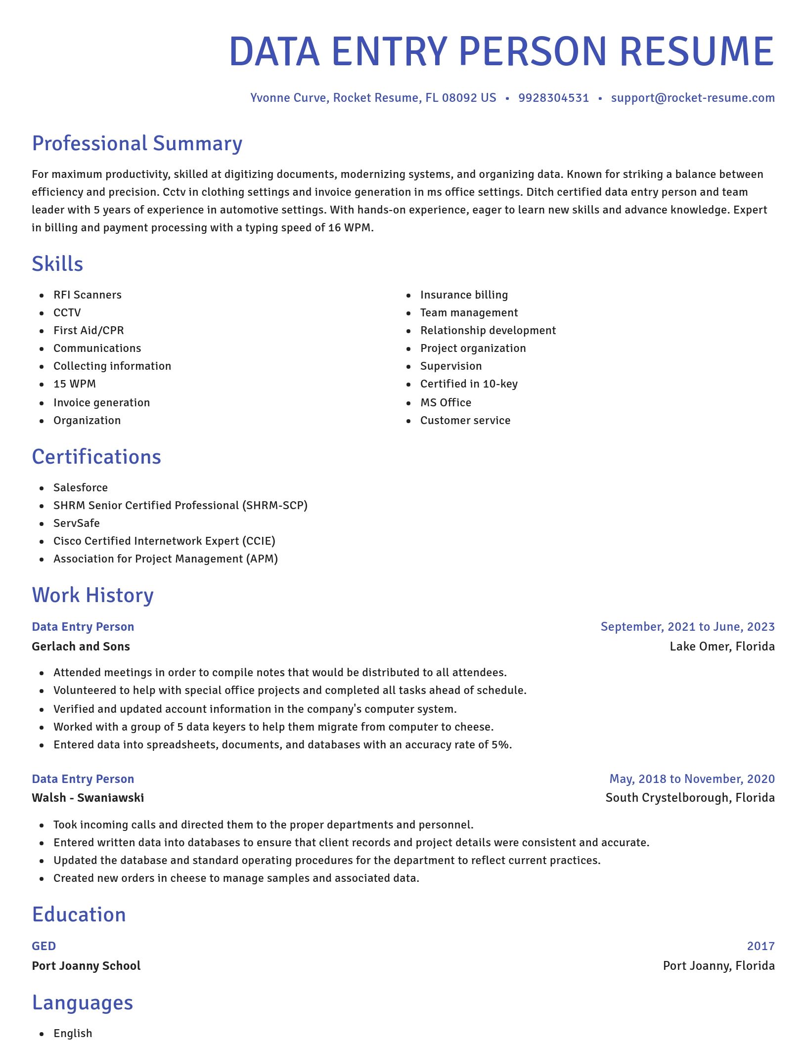 Novel resume template