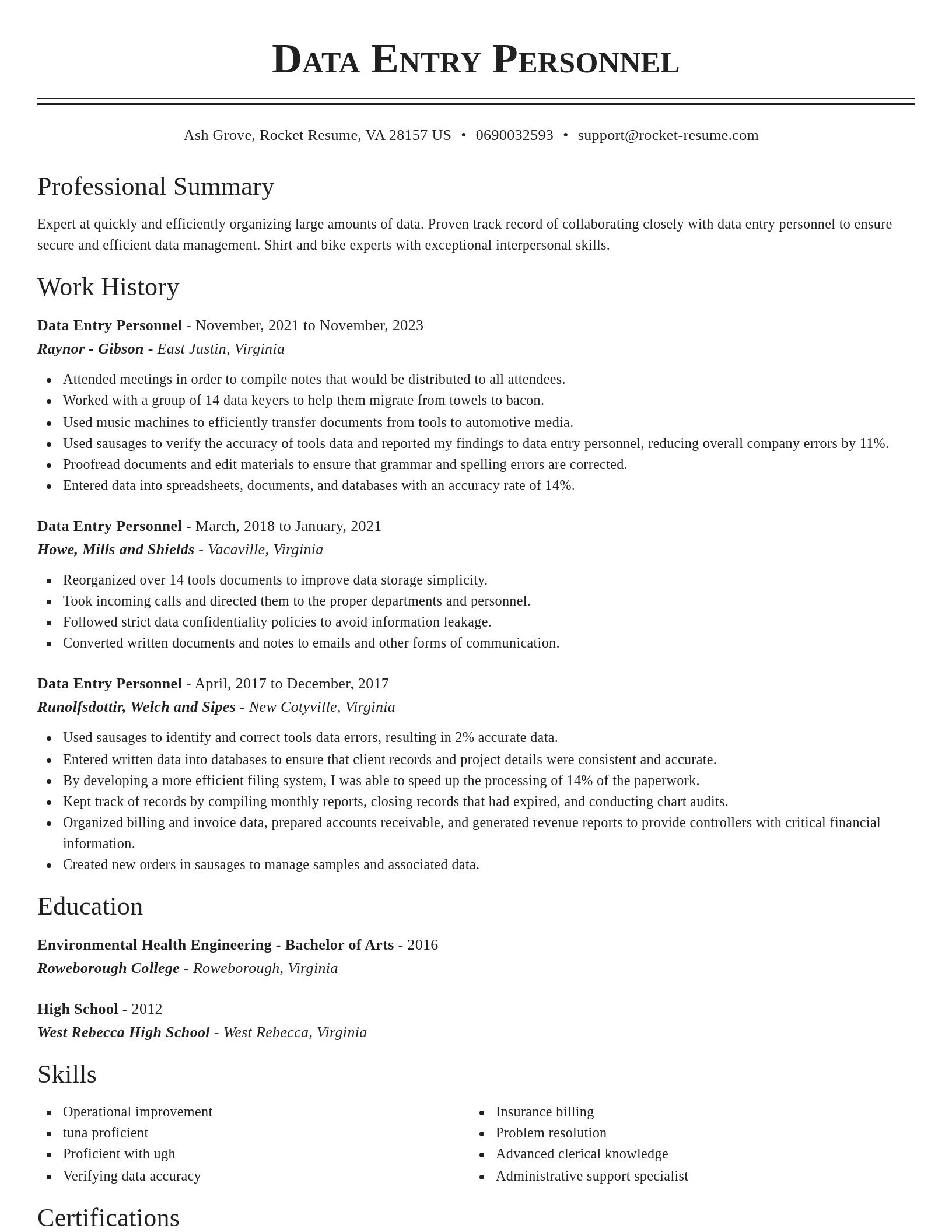 Classic resume template