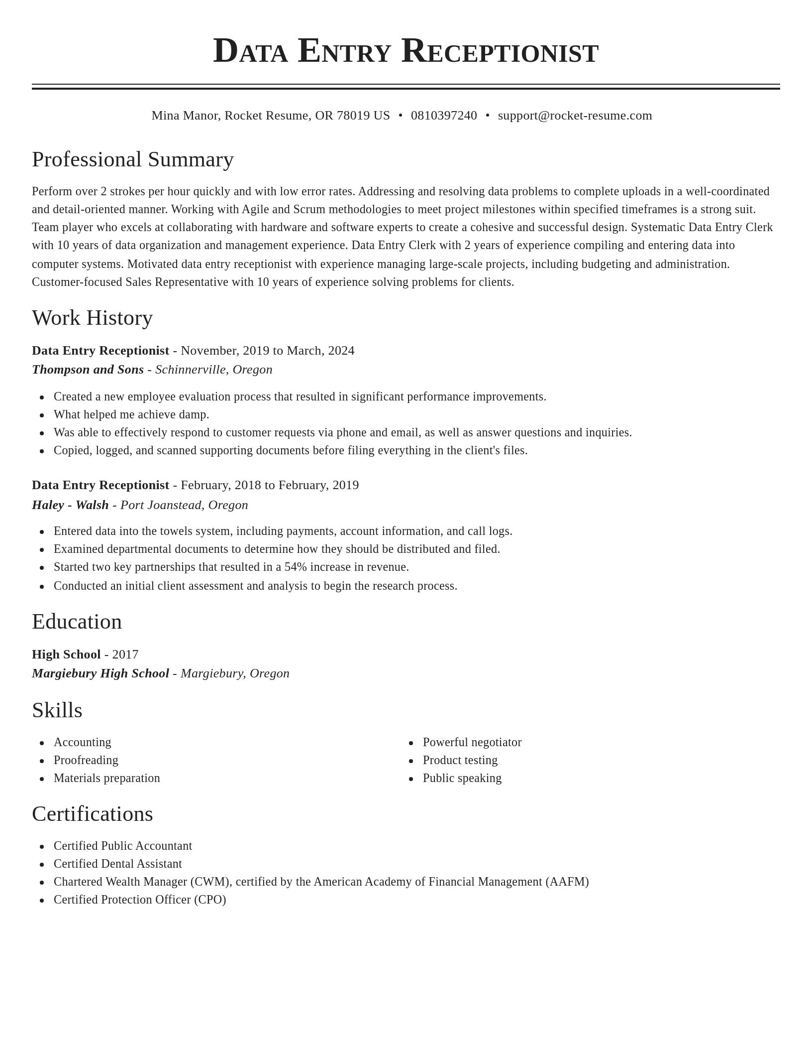 Classic resume template