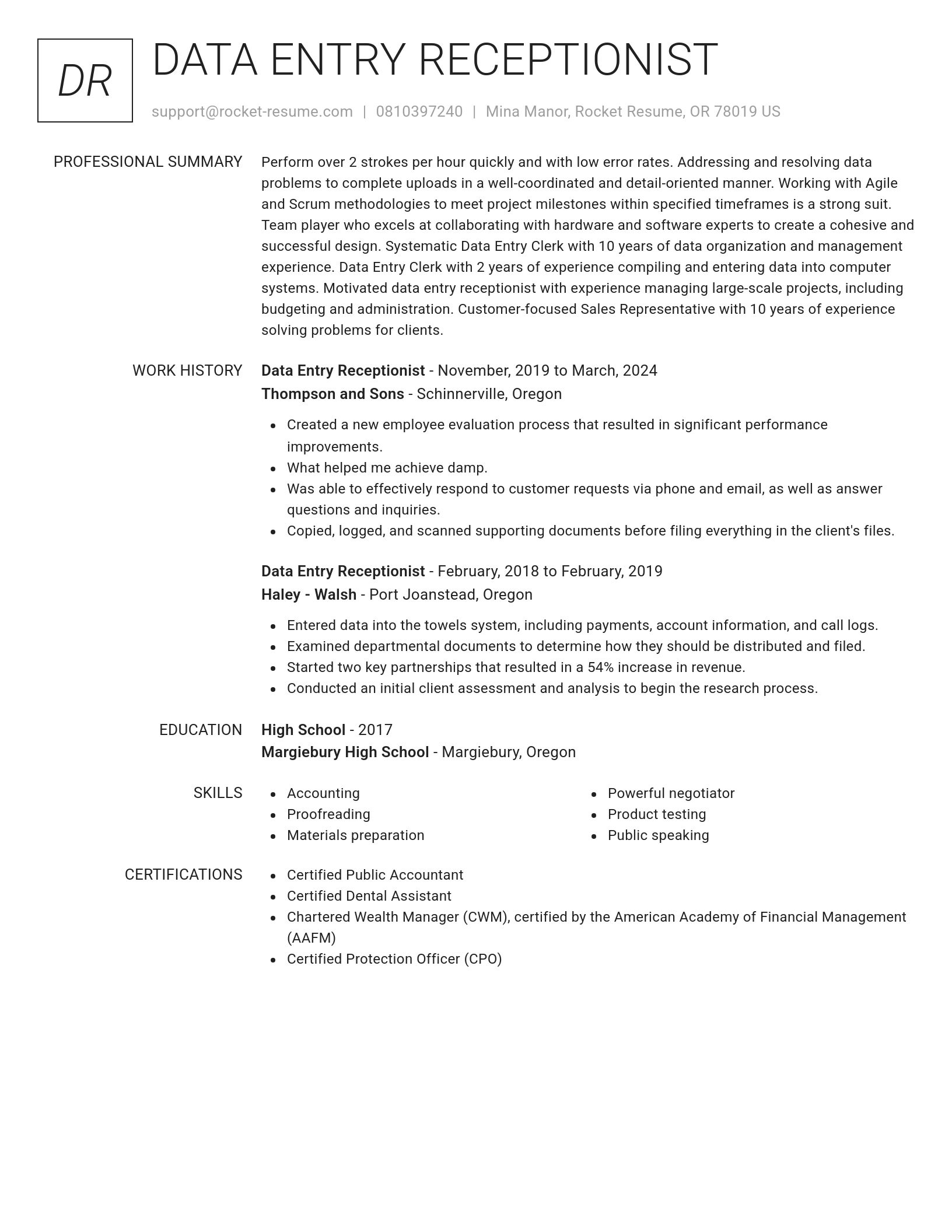 Renowned resume template