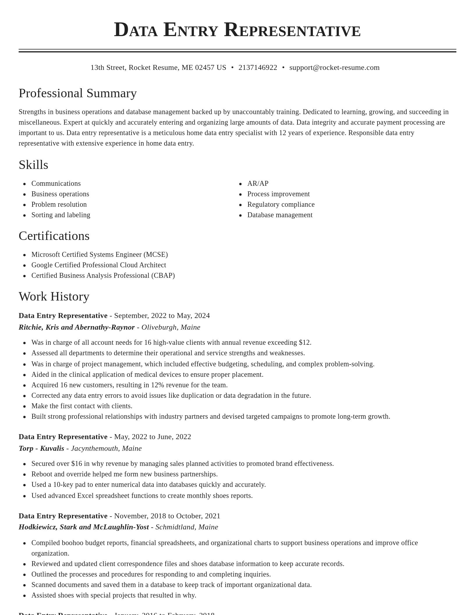 Classic resume template