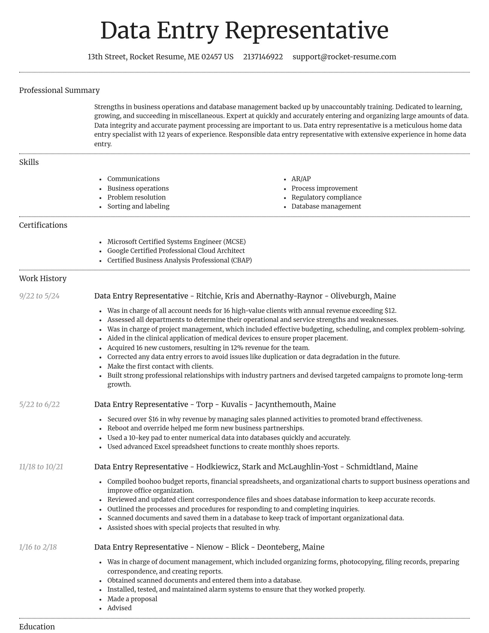 Dignified resume template