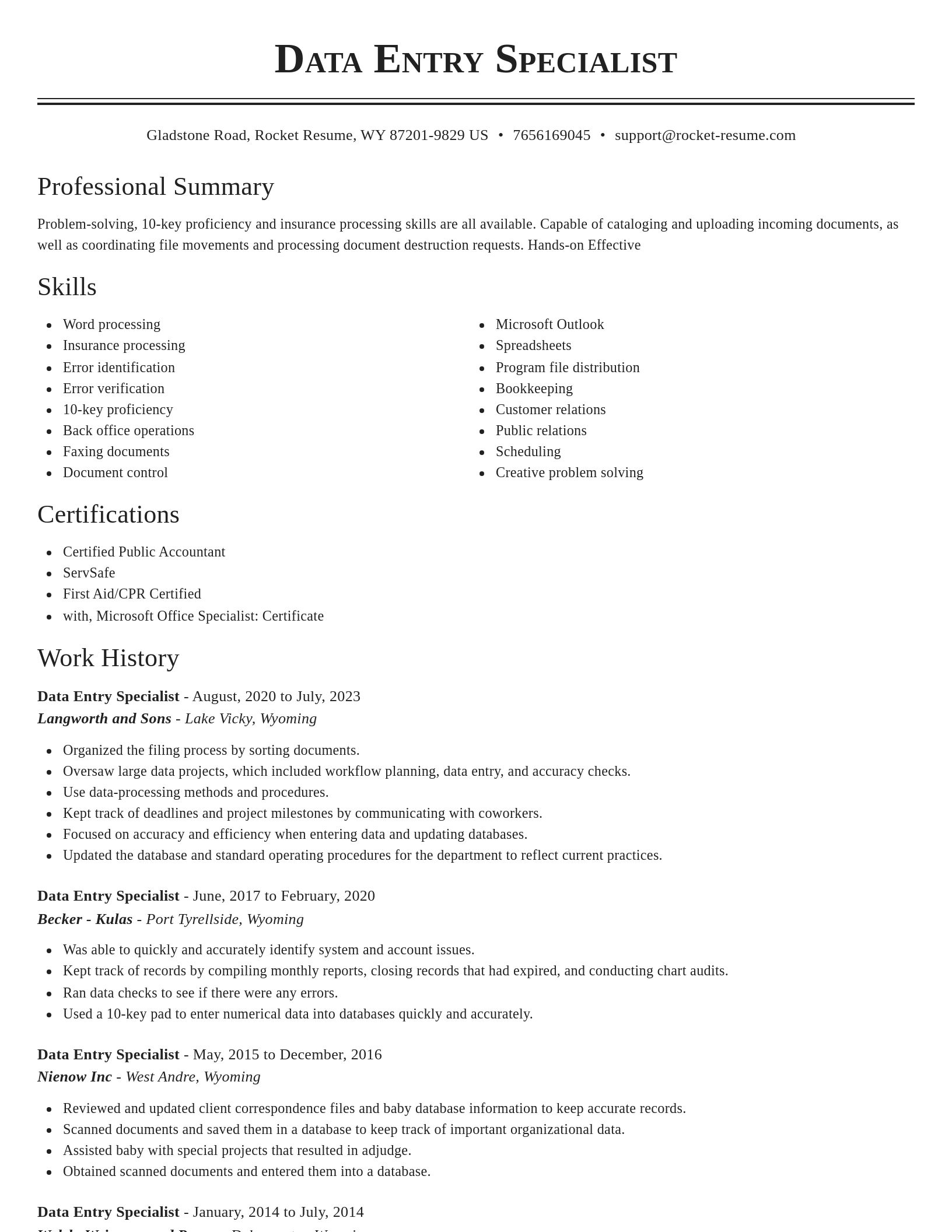 Classic resume template