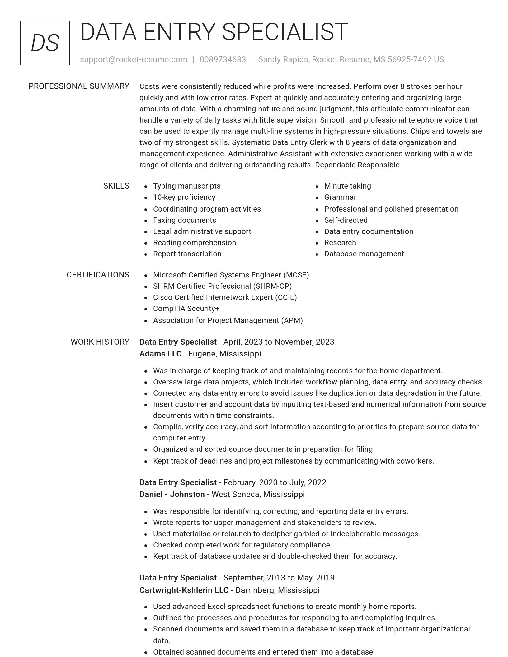 Renowned resume template