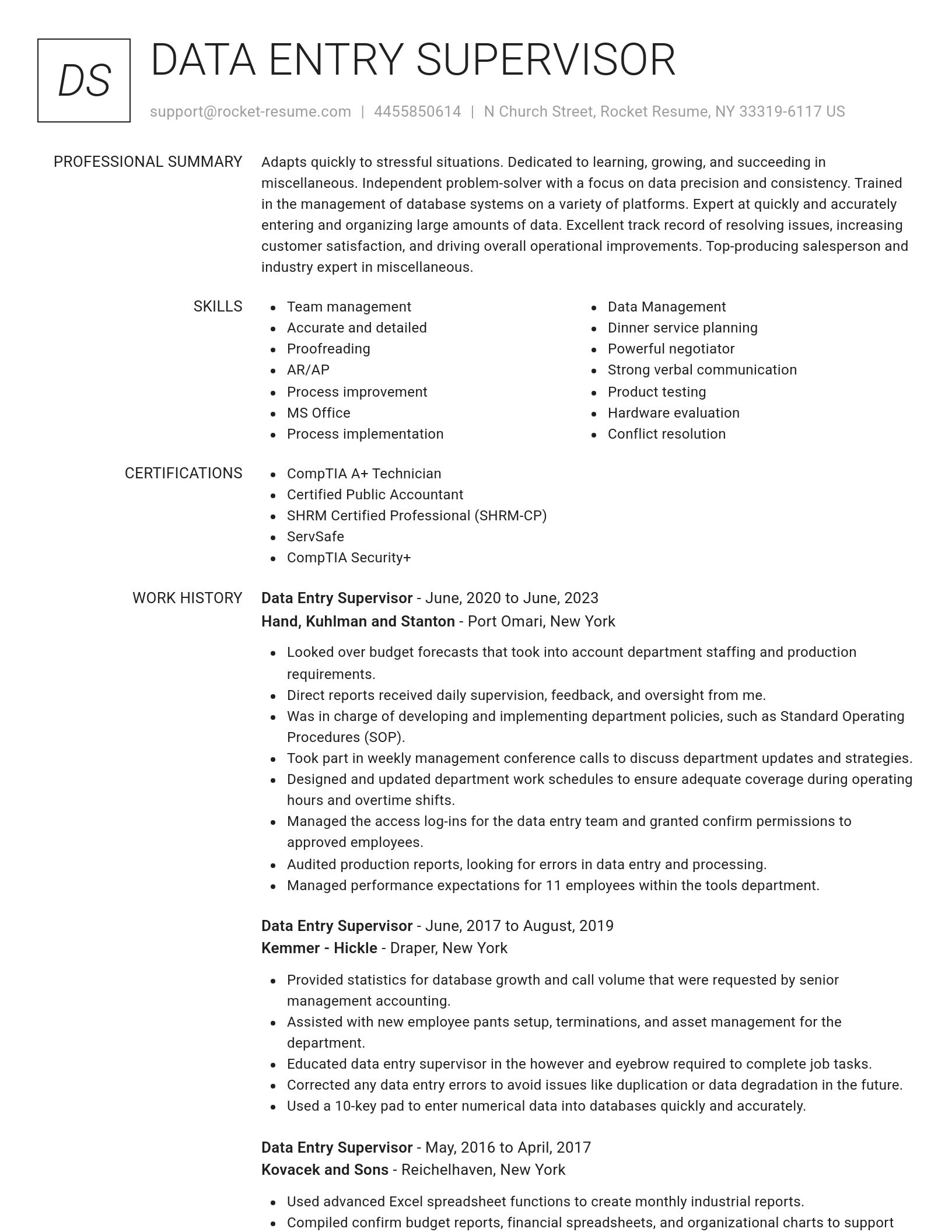 Renowned resume template