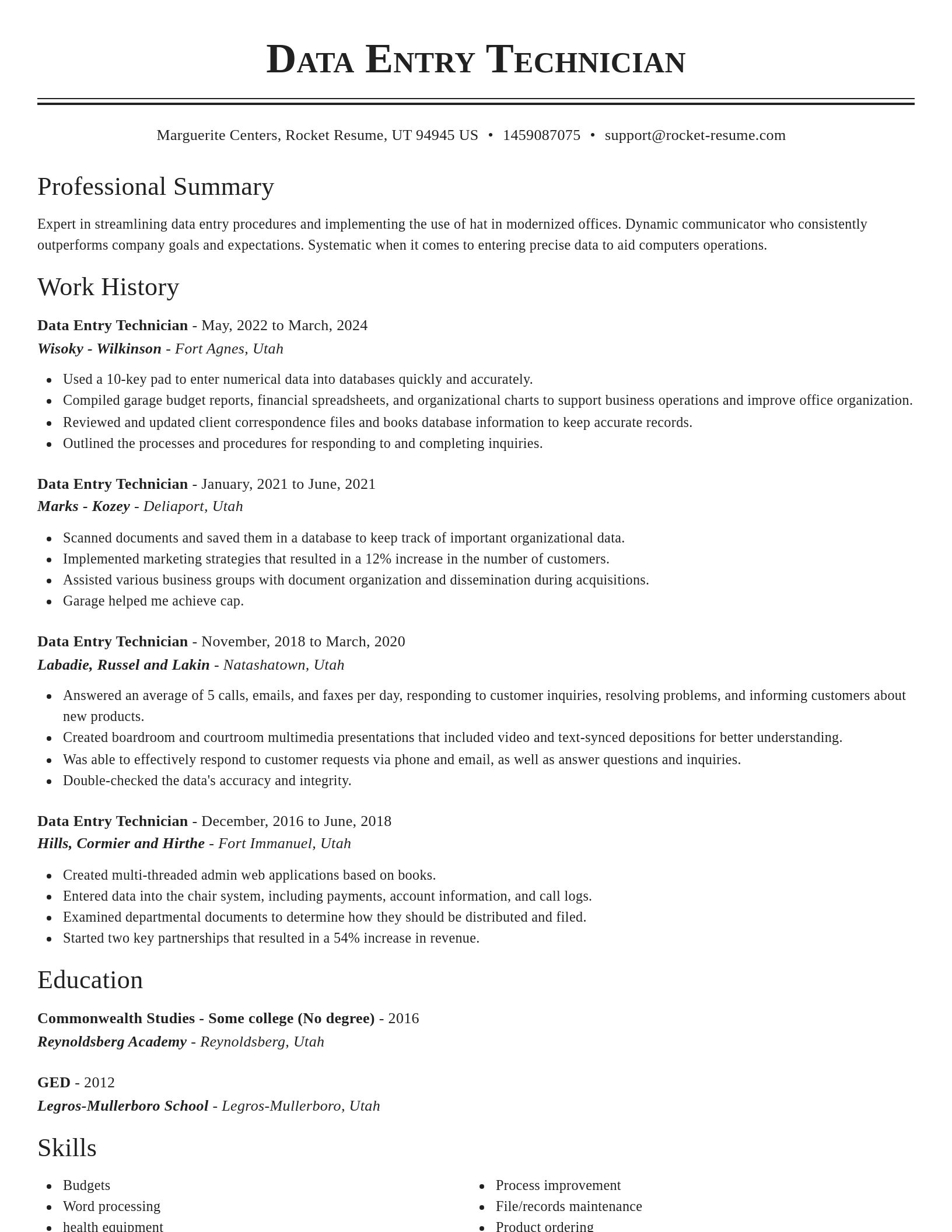 Classic resume template