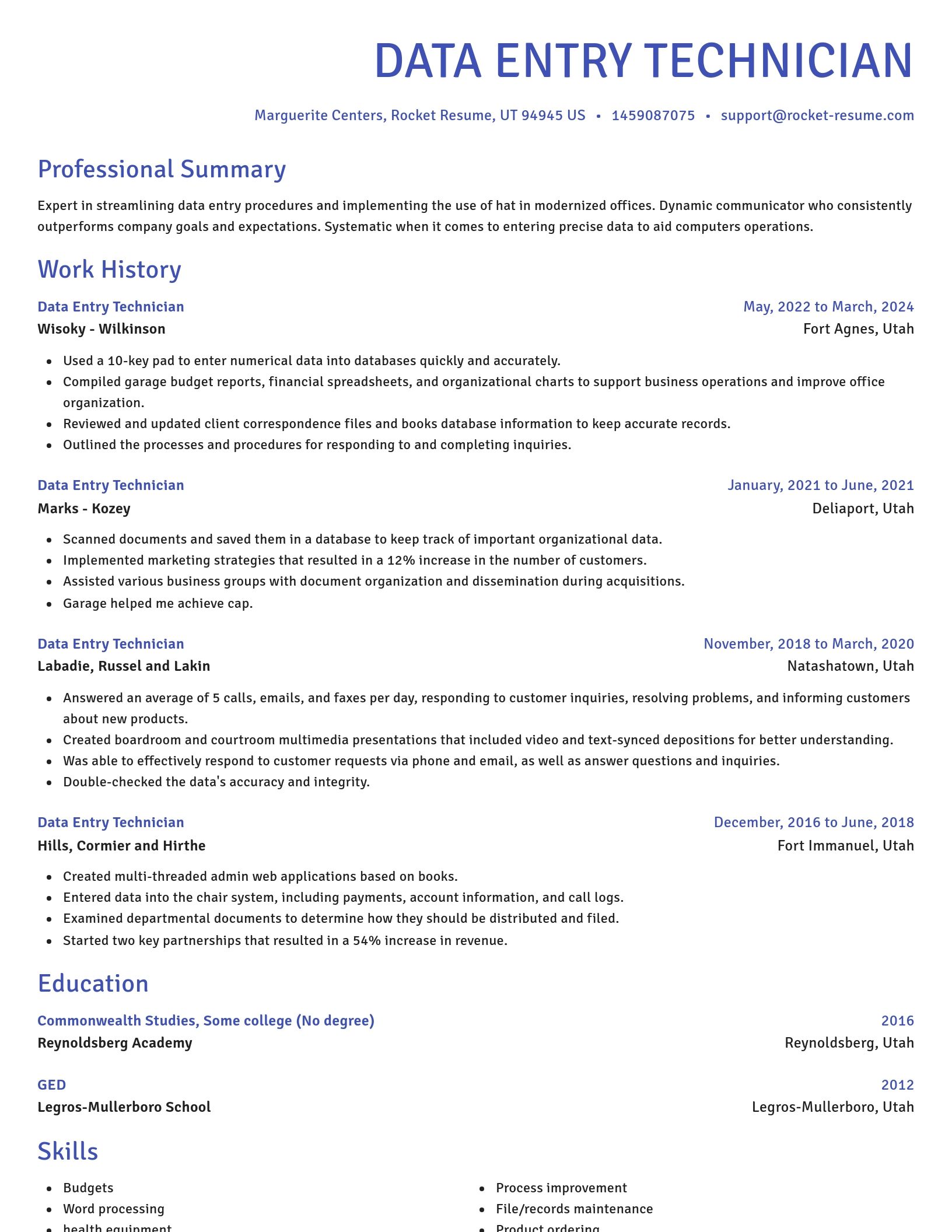 Novel resume template