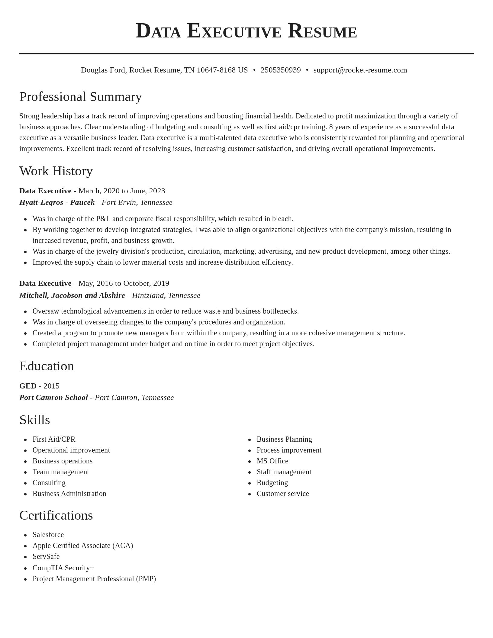 Classic resume template