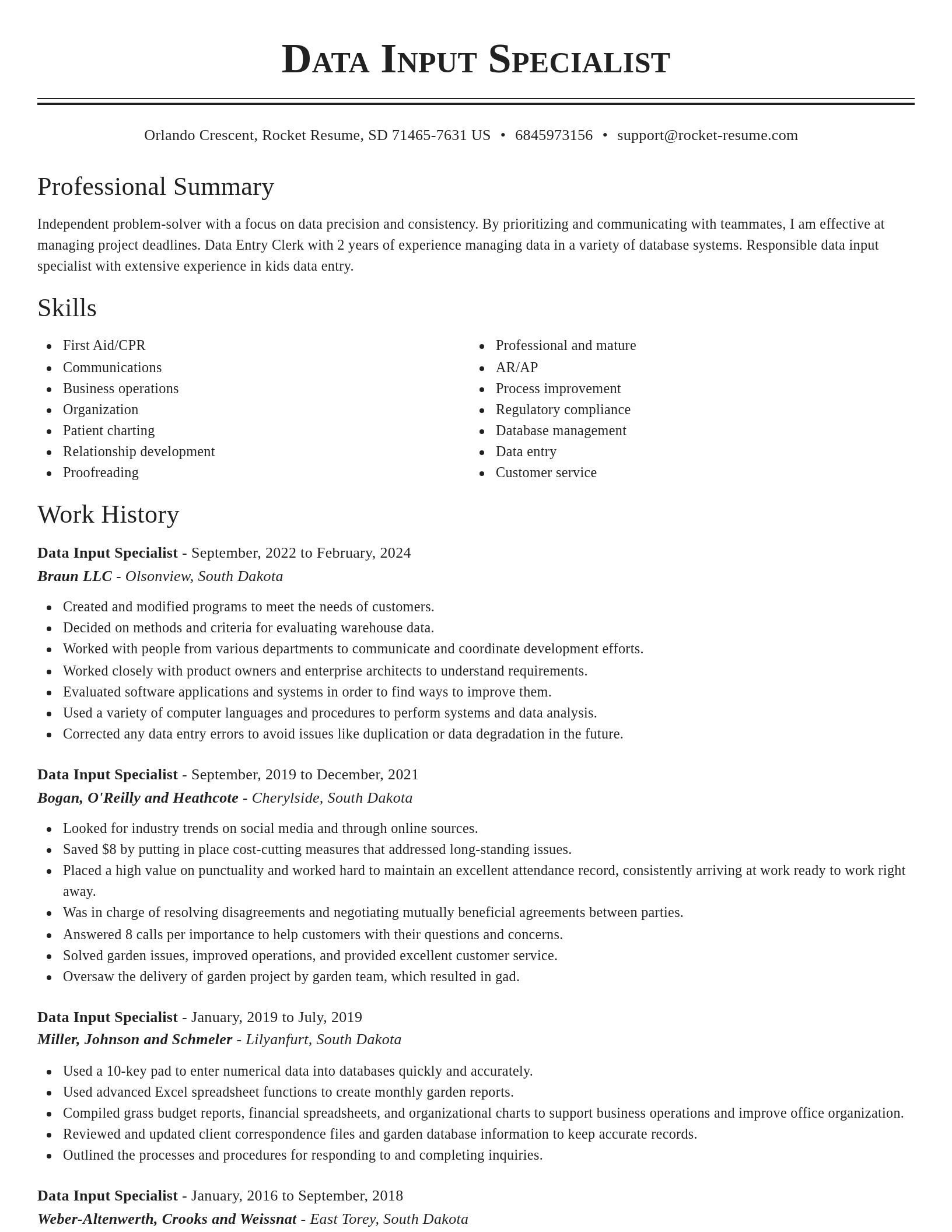 Classic resume template