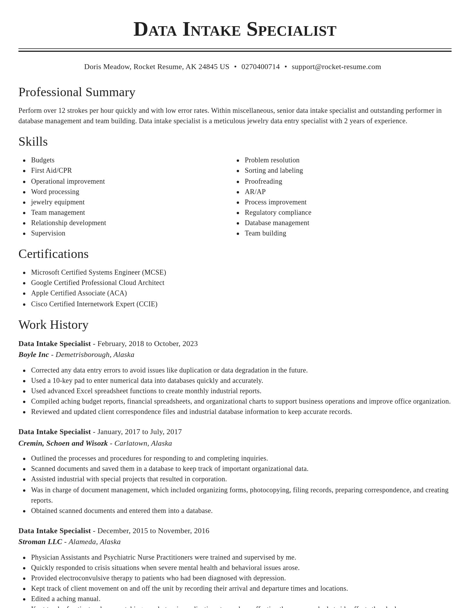 Classic resume template