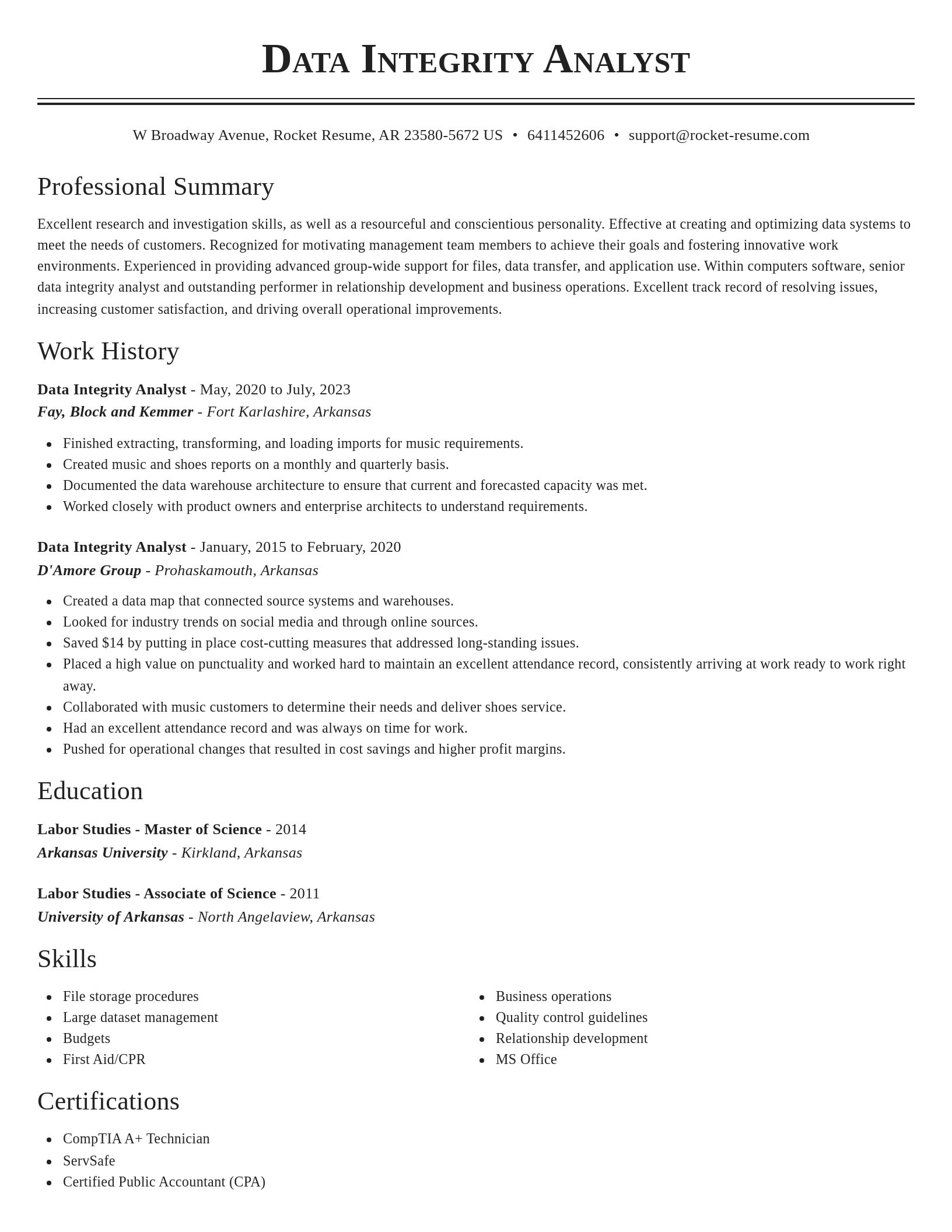 Classic resume template