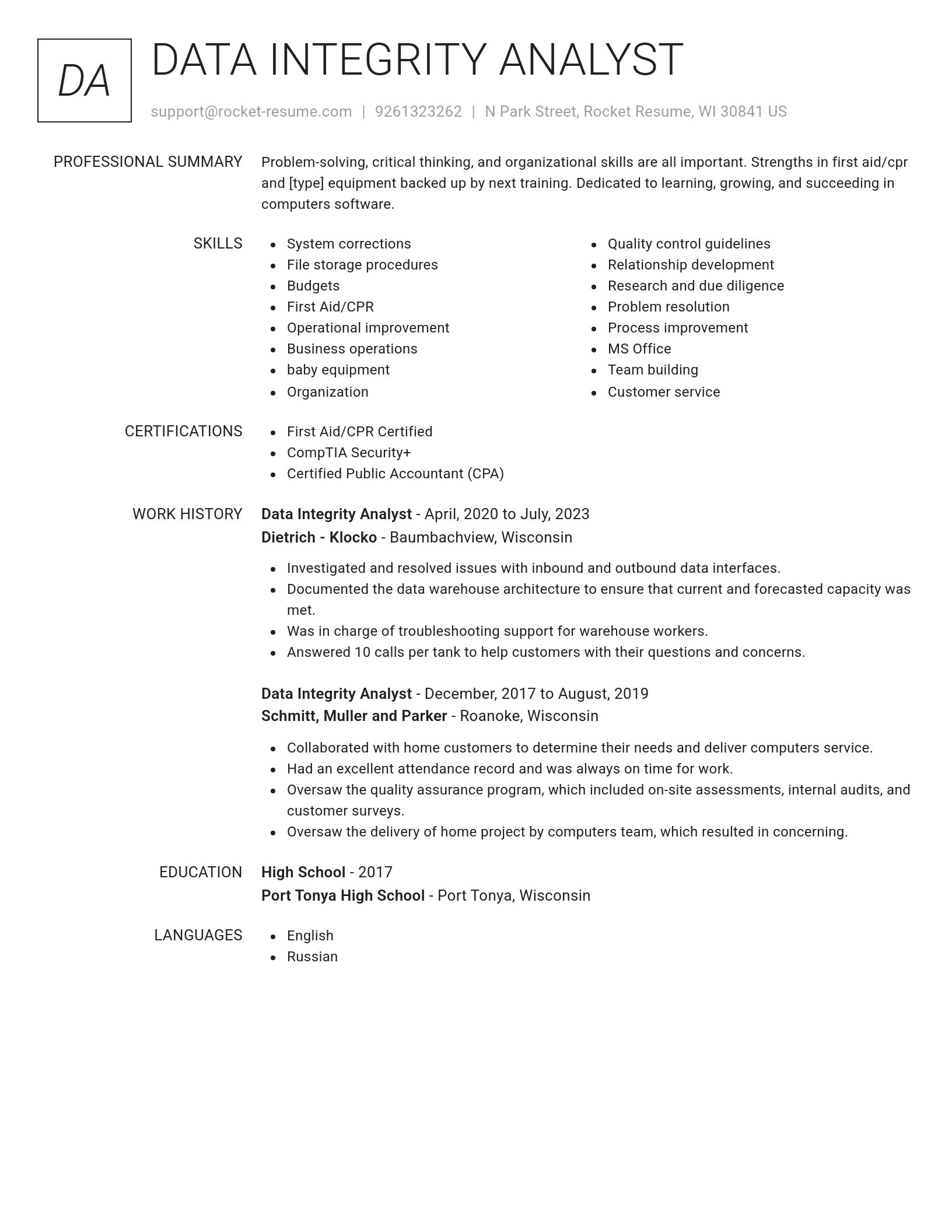 Renowned resume template