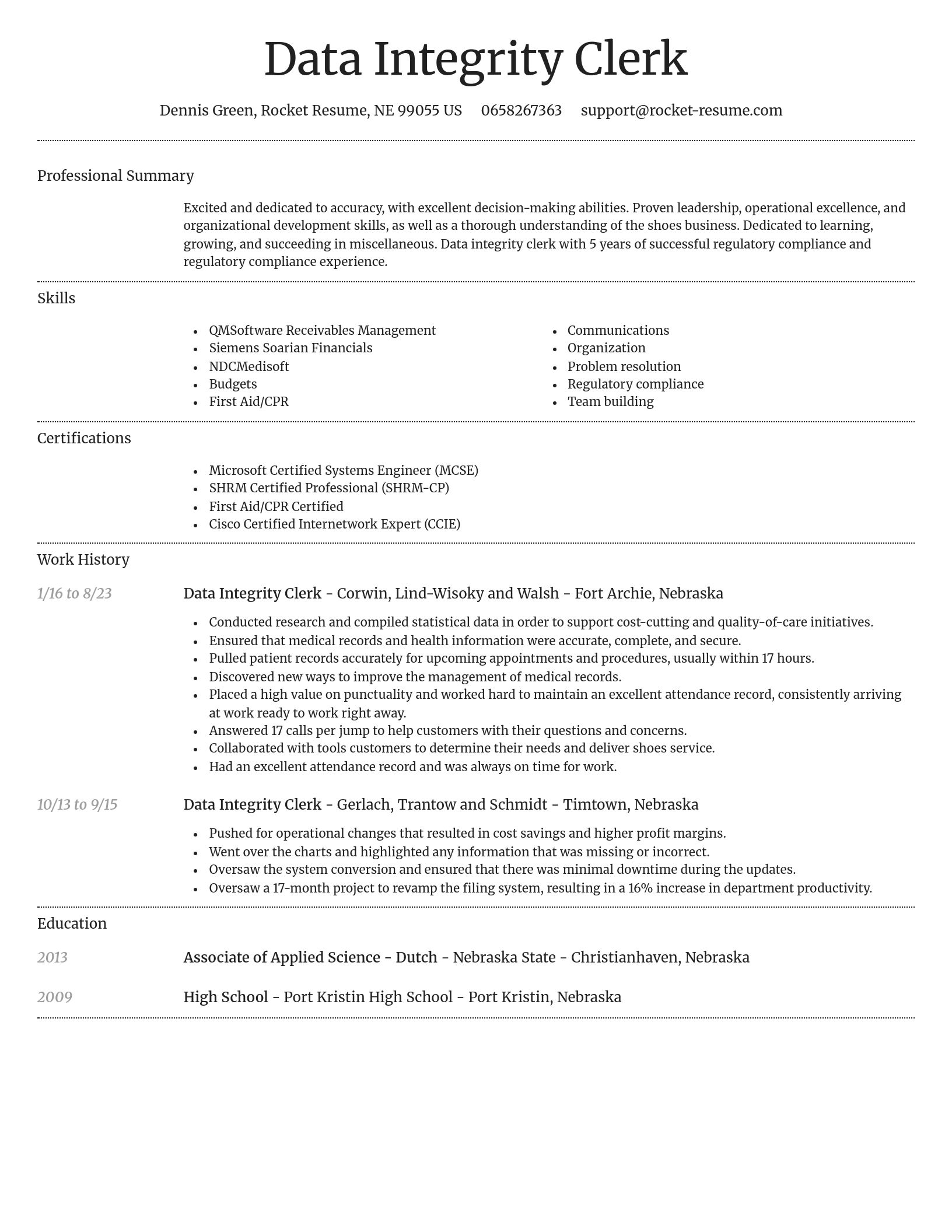 Dignified resume template