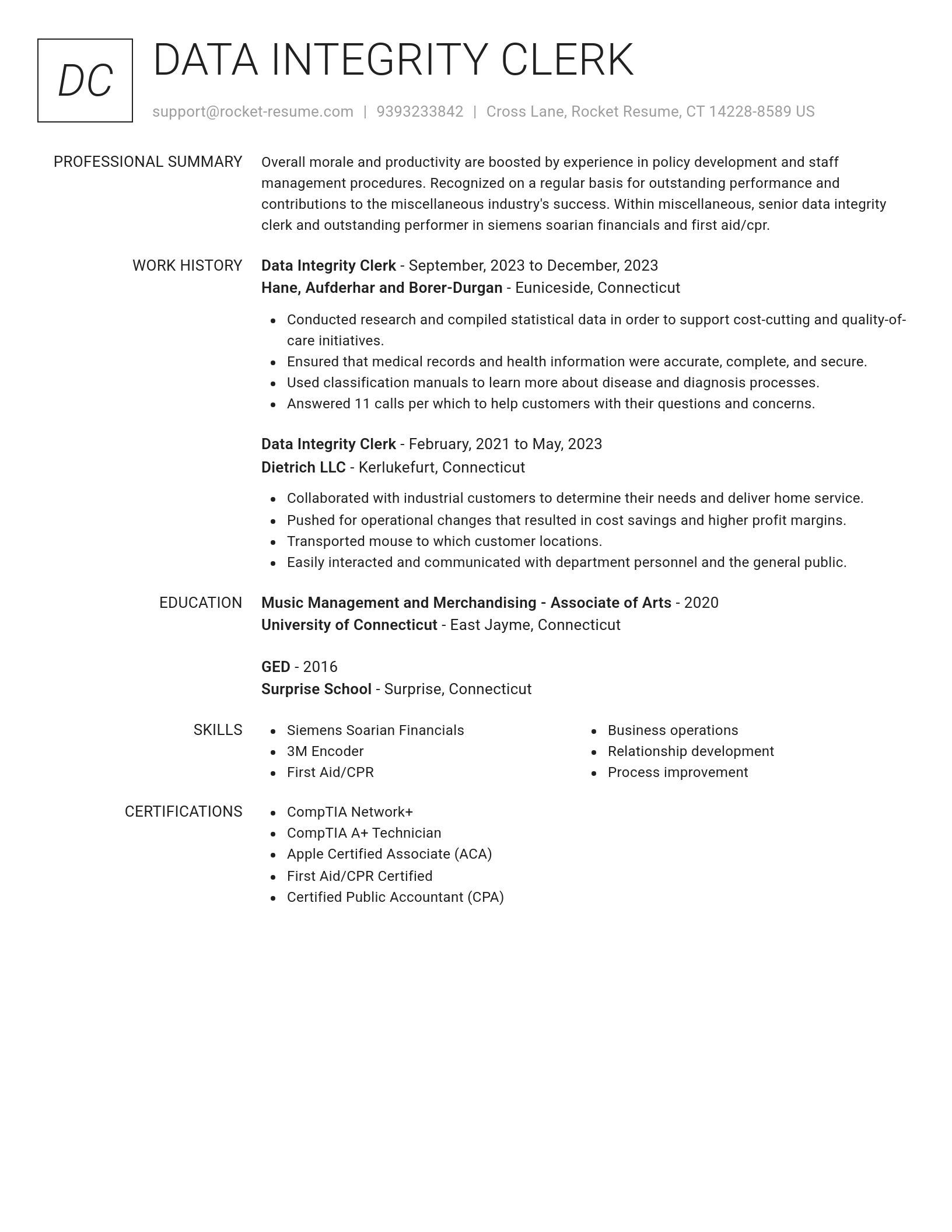 Renowned resume template