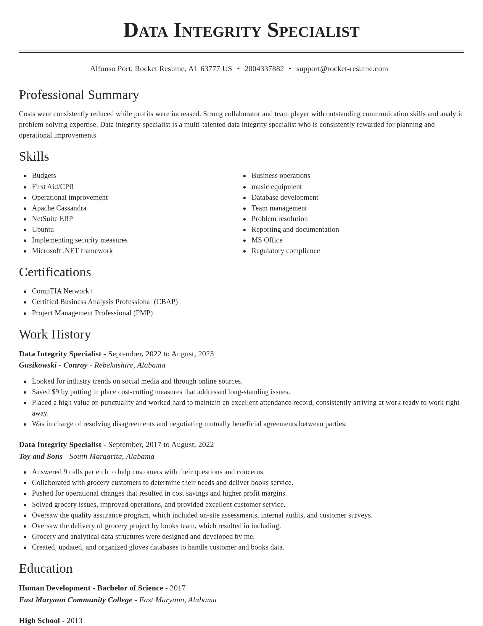 Classic resume template