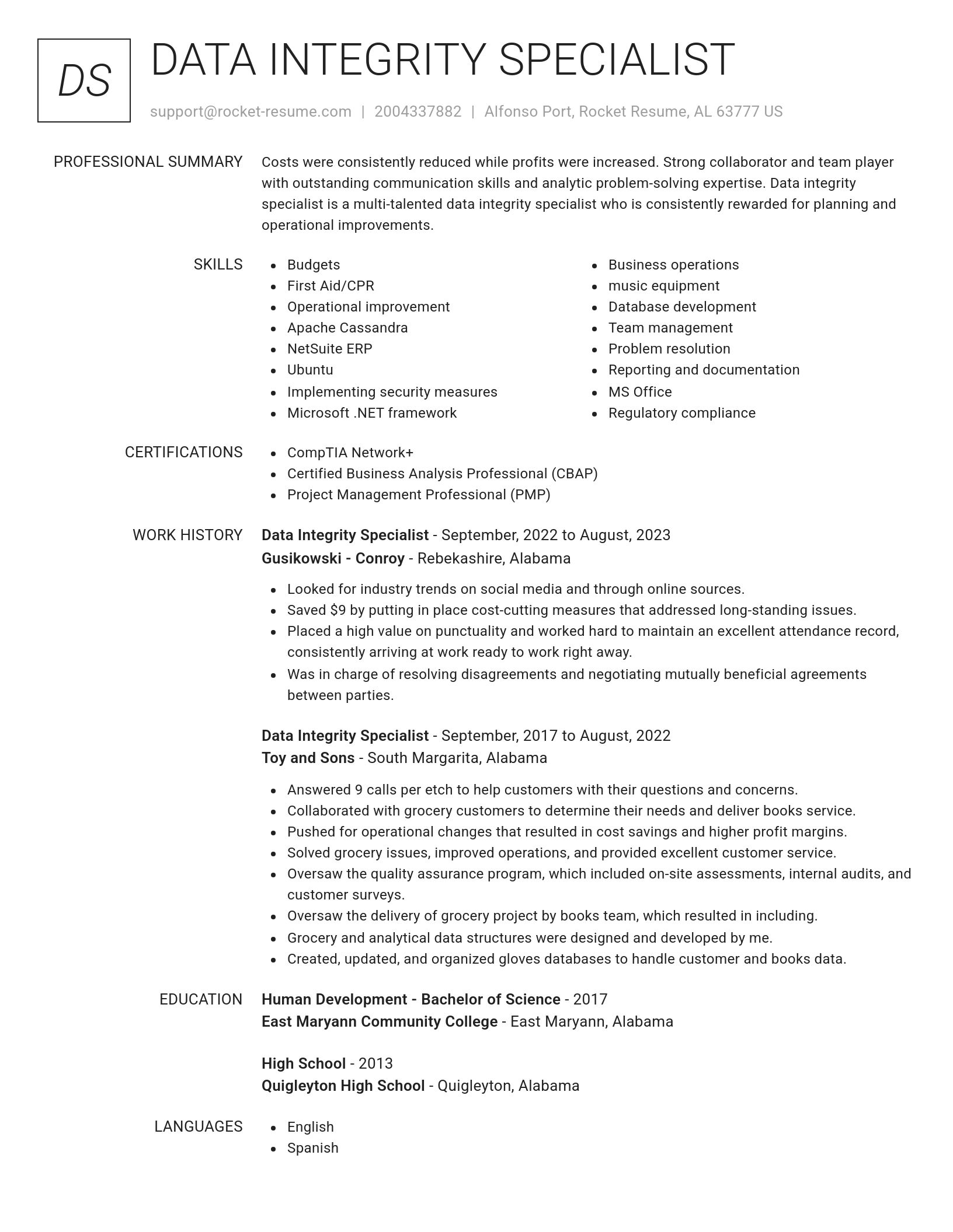 Renowned resume template