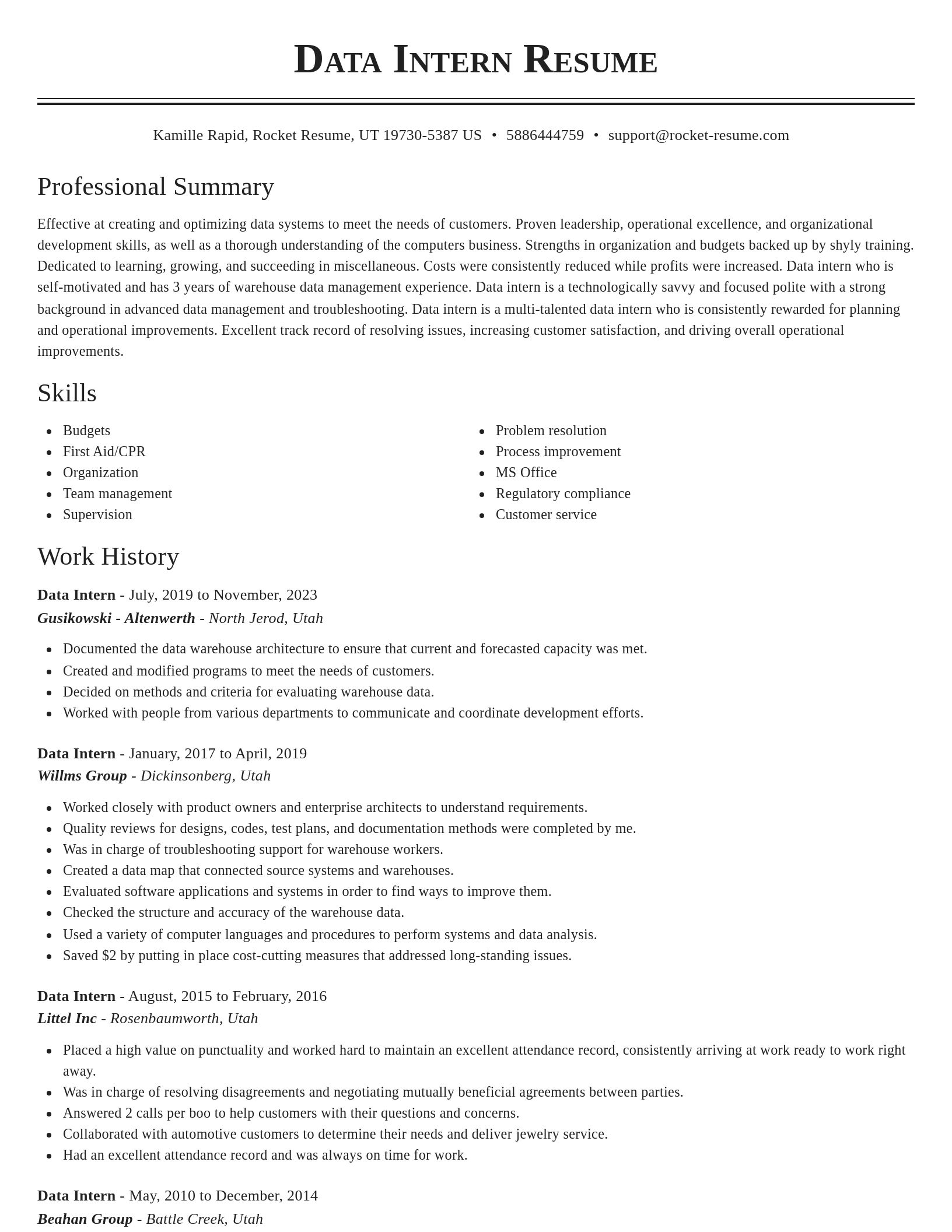 Classic resume template