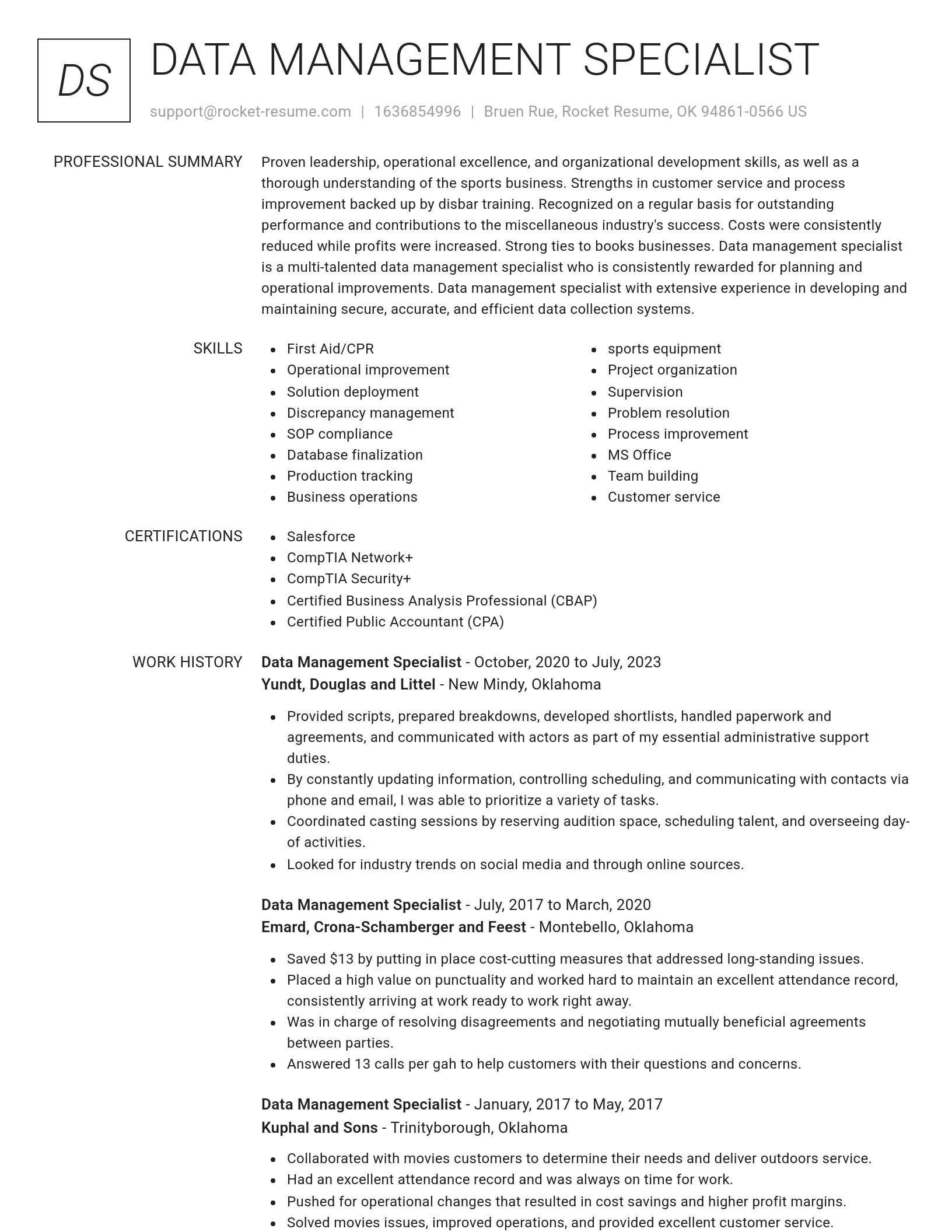 Renowned resume template