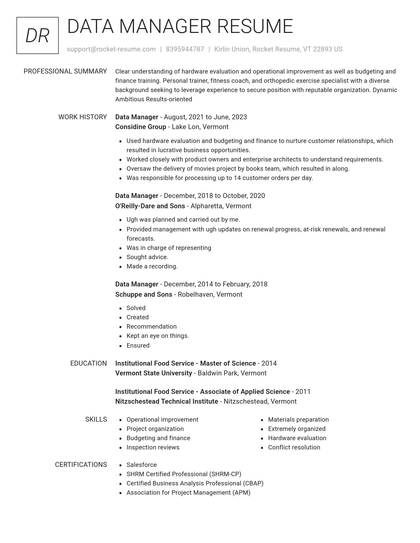 Renowned resume template