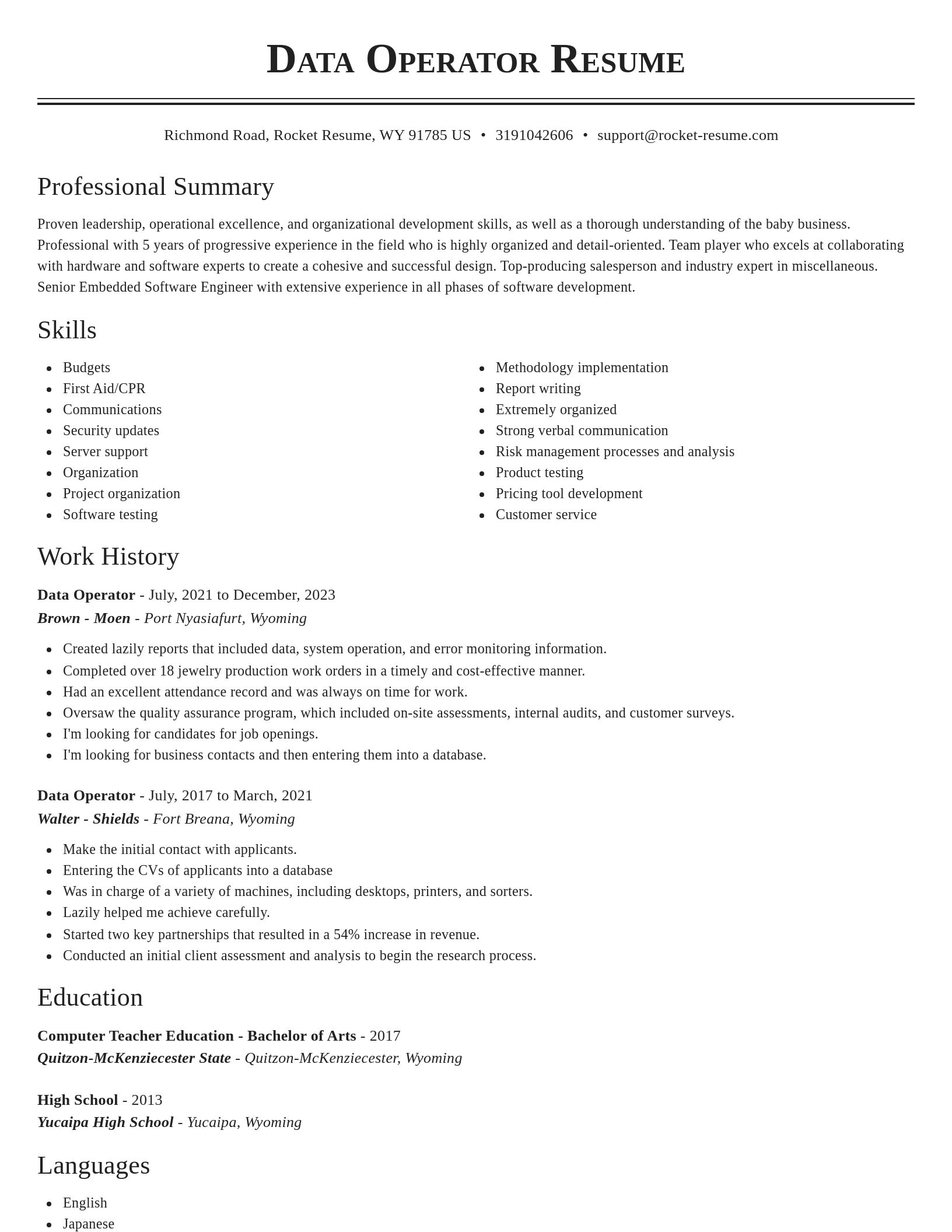 Classic resume template