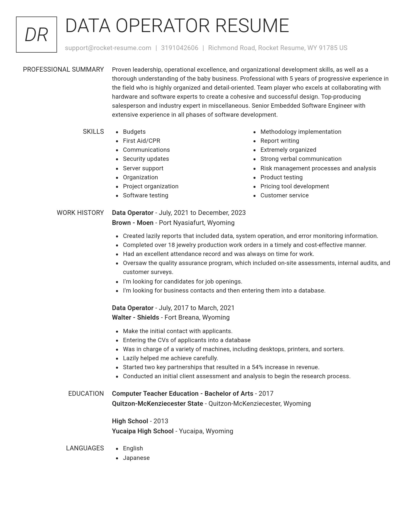 Renowned resume template