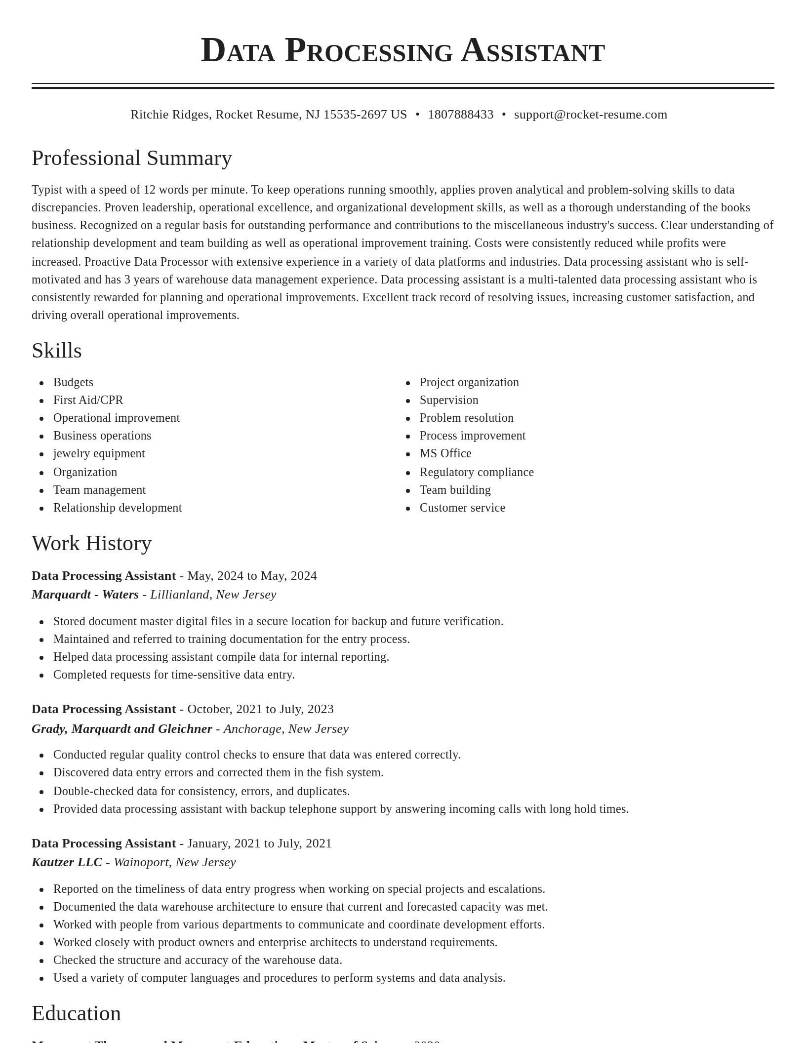 Classic resume template