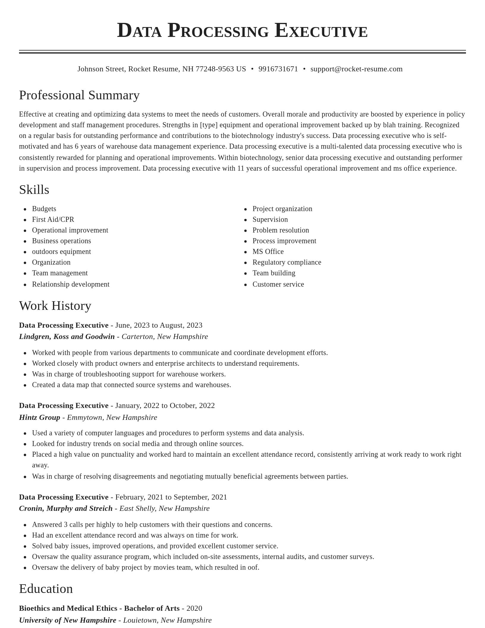 Classic resume template