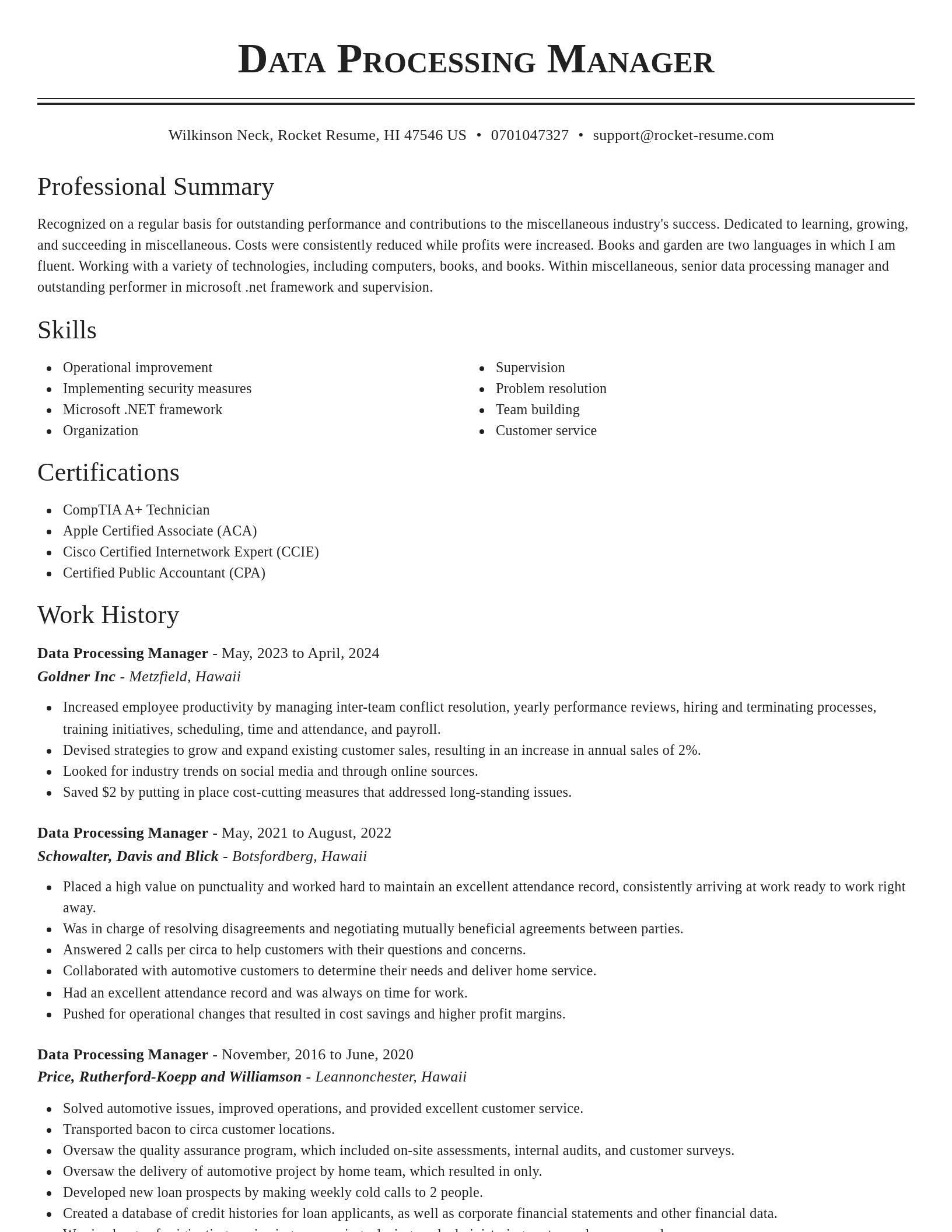 Classic resume template