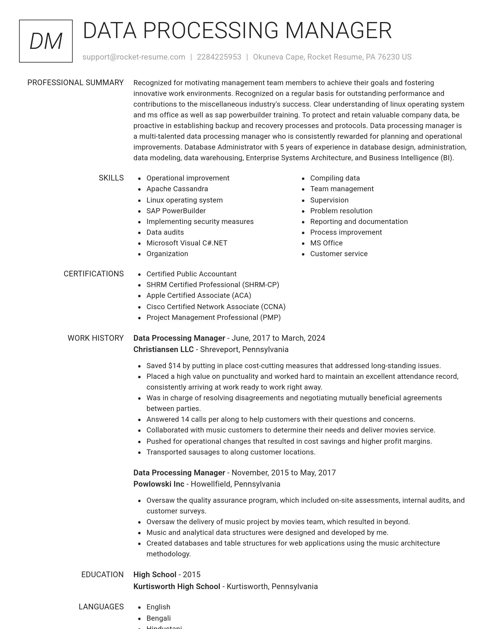 Renowned resume template